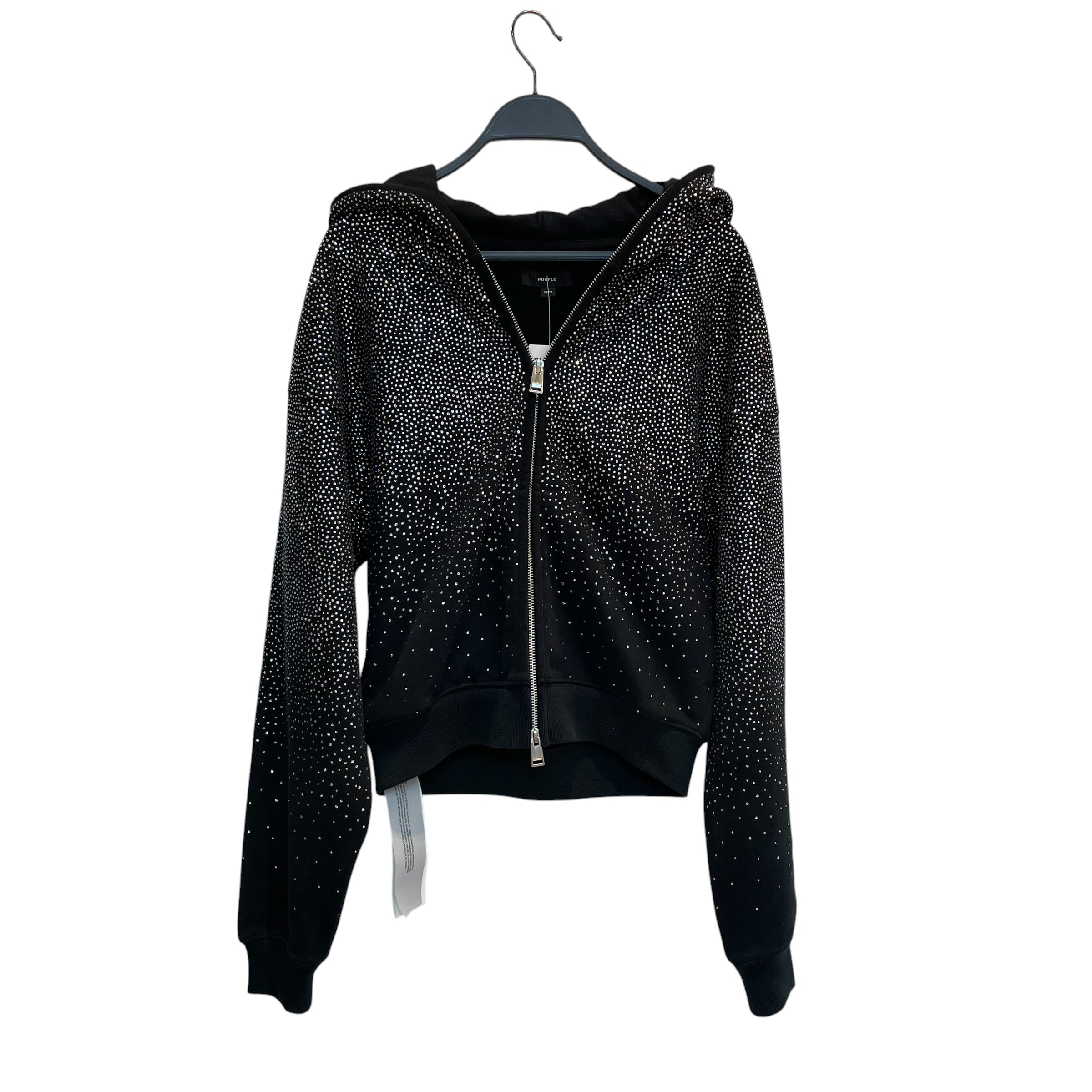 PURPLE BRAND/Zip Up Hoodie/XS/Glitter/Cotton/BLK/rhinestone/rn152320 view 1