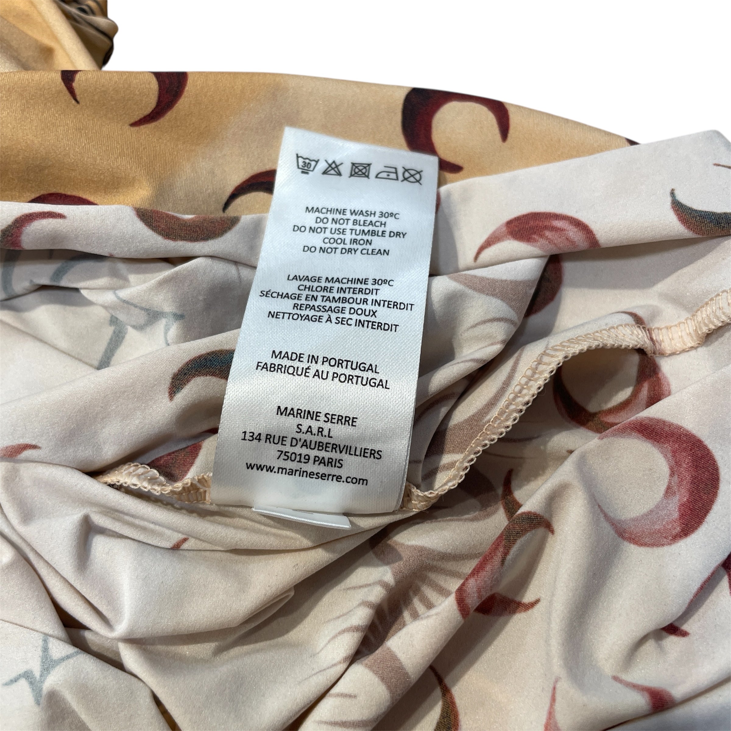 MARINE SERRE/LS T-Shirt/L/Nylon/BEG/All Over Print/Second Skin Tattoo Punk Shaded view 5