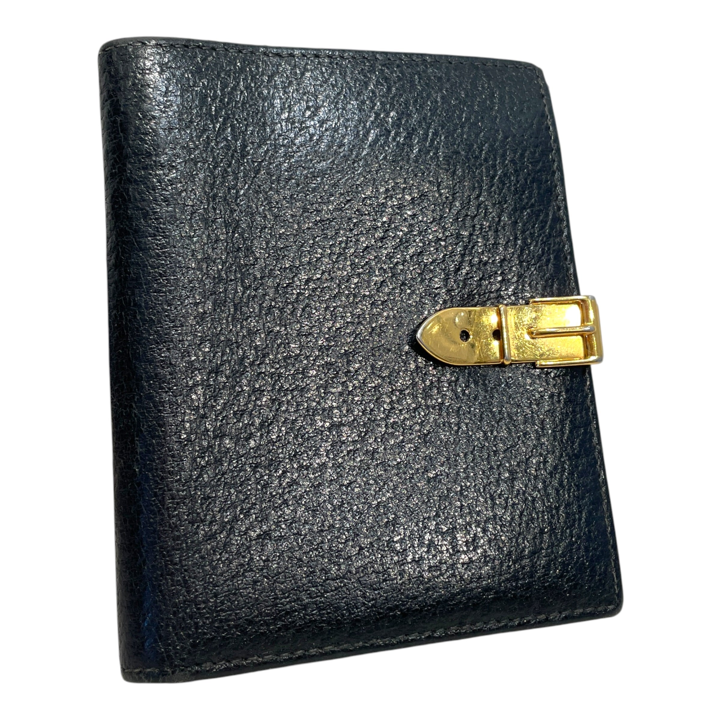 GUCCI/Bifold Wallet/Leather/BLK/L's/Gold-Tone Buckle Clasp Bifold view 1