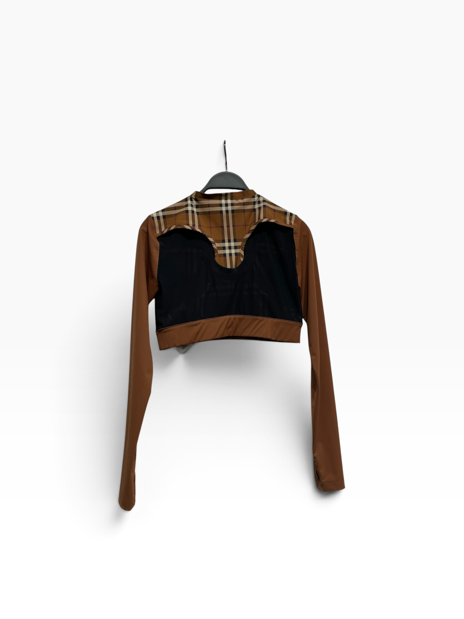 BURBERRY LONDON/Blouse/M/Plaid/Polyester/CML/cropped sinched view 2