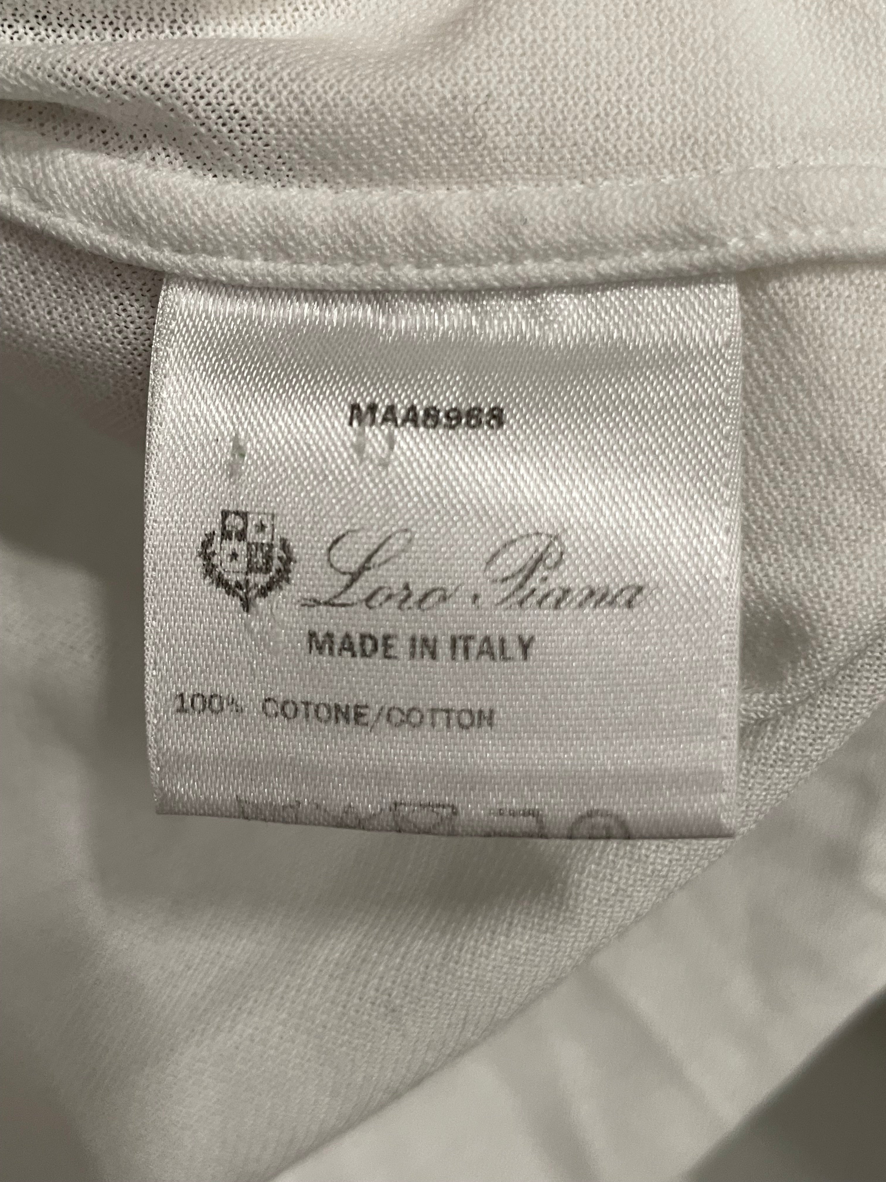 Loro Piana/LS Shirt/M/Cotton/WHT/CLASSIC BUTTON UP view 3