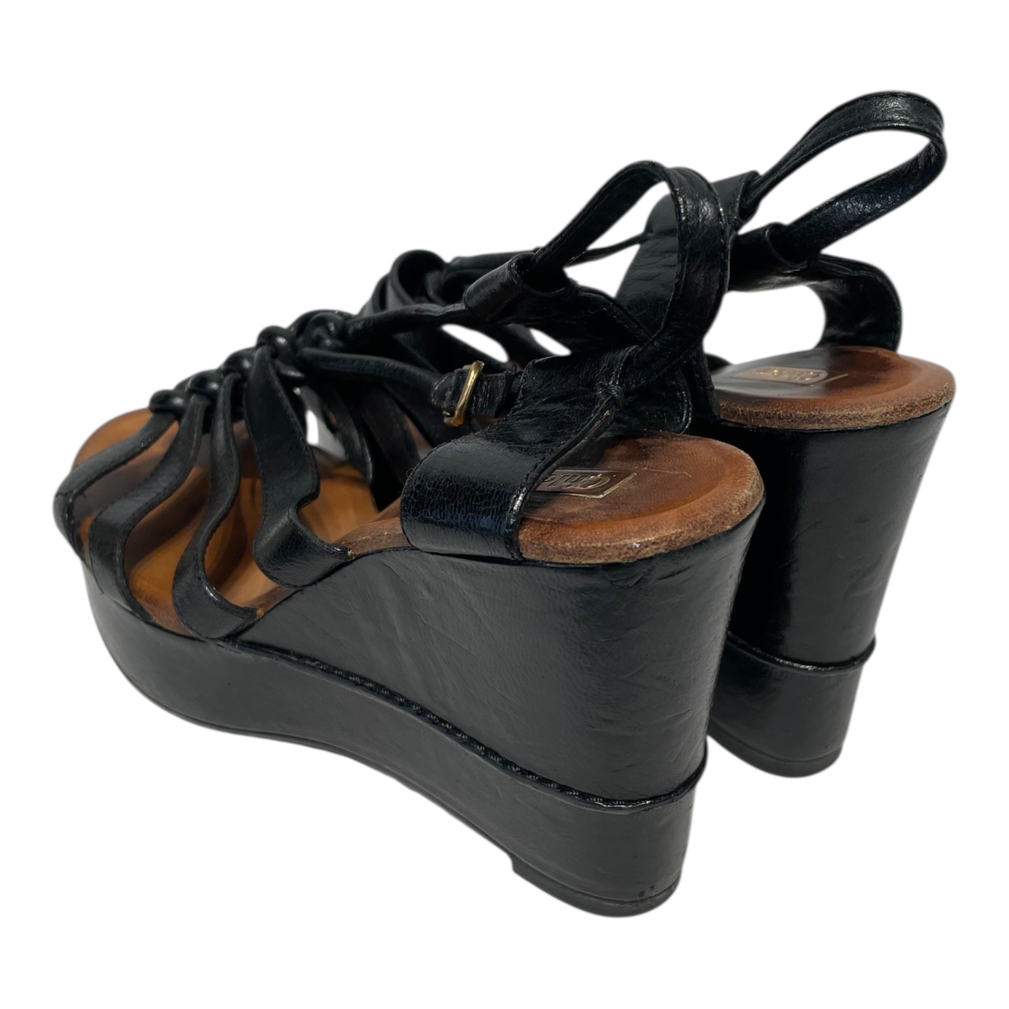 Chloe/Heels/EU 39/Leather/BLK/Wedge Heel/STRAPPY LEATHER WEDGE view 2