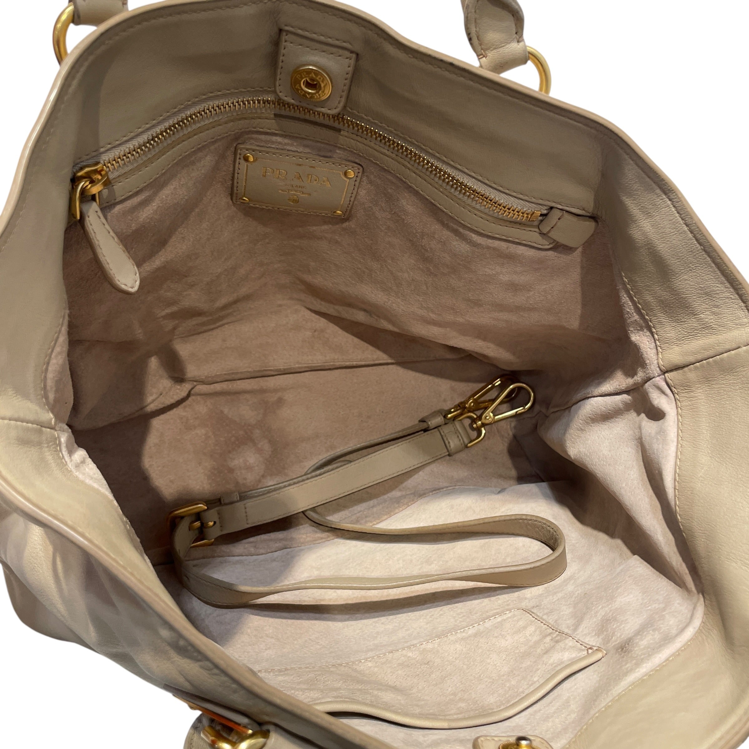 PRADA/Hand Bag/Leather/CRM/Pomice Vitello Daino Calfskin view 8