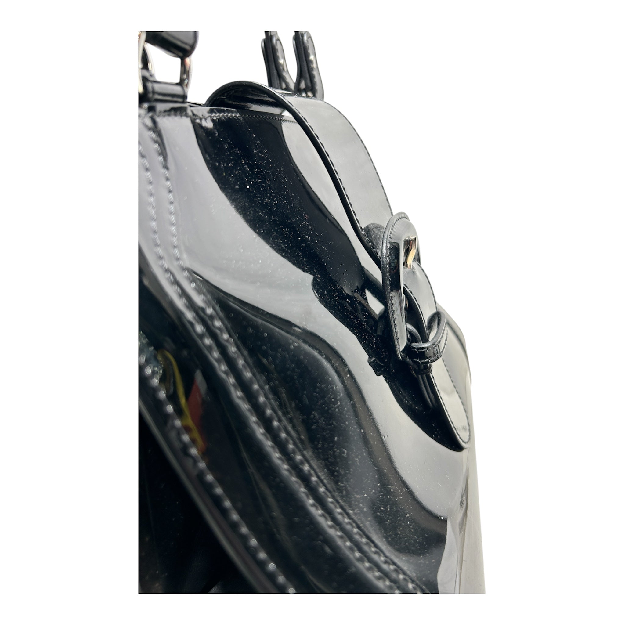 MARNI/Hand Bag/BLK/TOP HANDL PATENT BUCKLE FRNT view 6