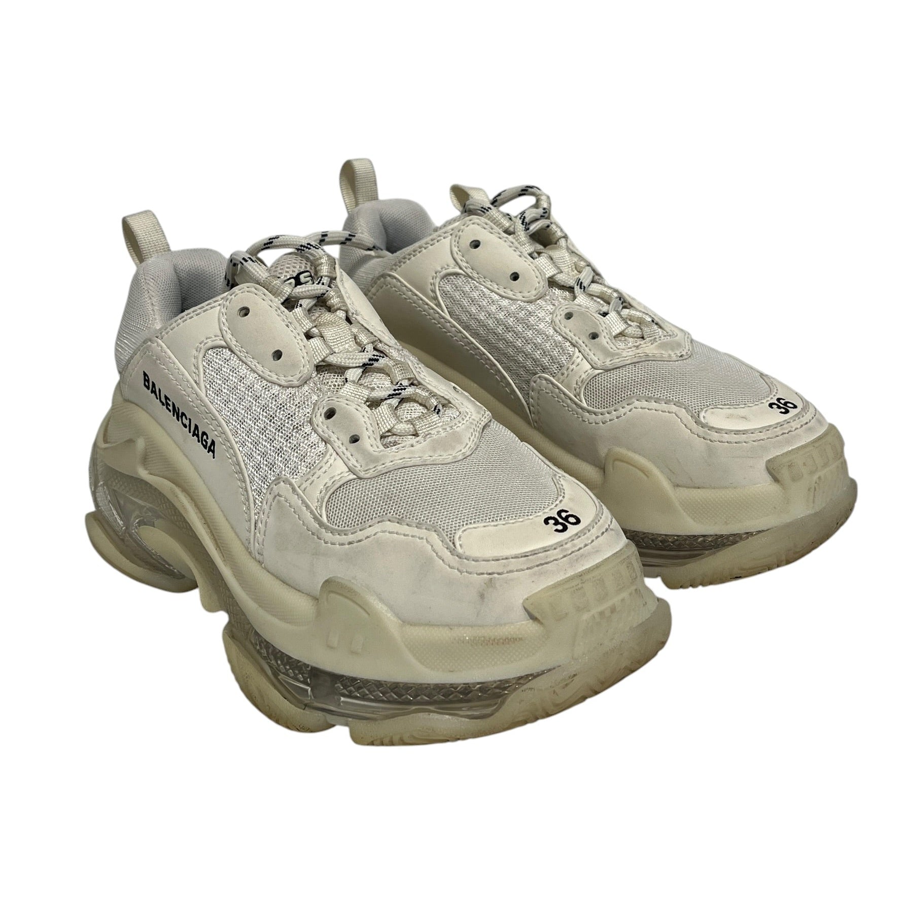 BALENCIAGA/Low-Sneakers/EU 36/Nylon/WHT/Triple S white view 1