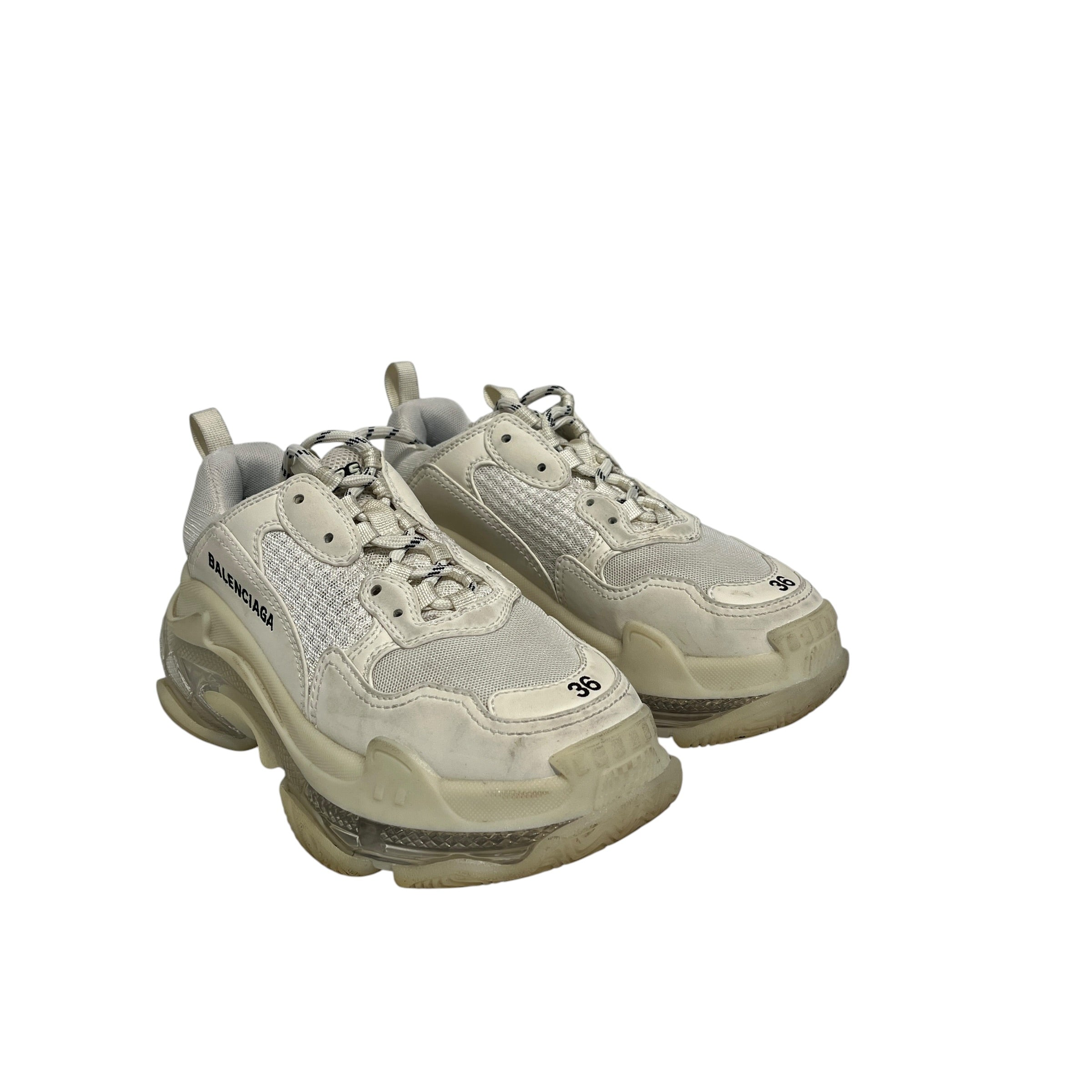 BALENCIAGA/Low-Sneakers/EU 36/Nylon/WHT/Triple S white