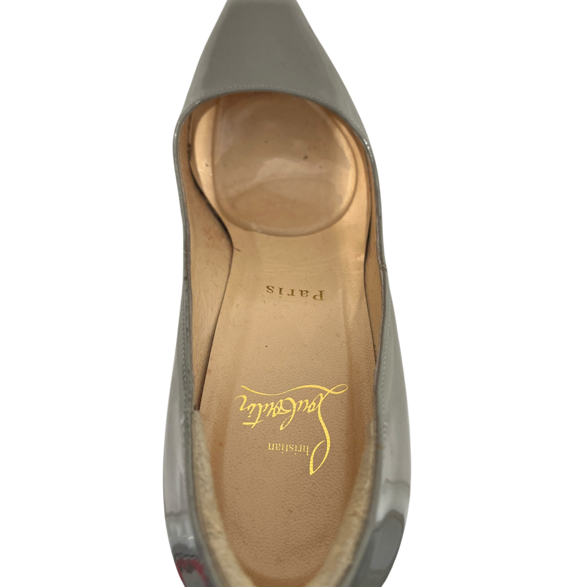 Christian Louboutin/Heels/EU 36.5/Border/Leather/GRY/V-Tip/Greige Pigalle w Neon YLW Heel view 4