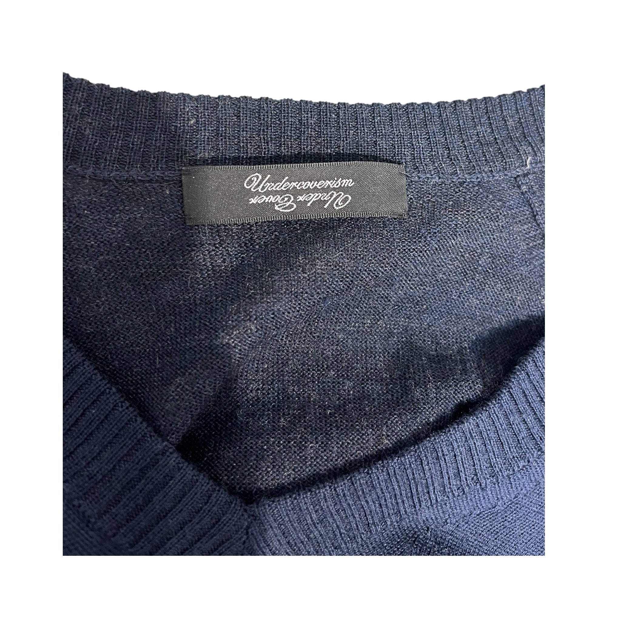 UNDERCOVERISM/Sweater/2/Wool/NVY/apple logo 2 shades view 3