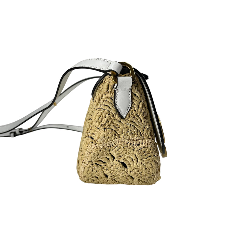 Oscar de laRenta/Cross Body Bag/WHT/RAFFIA NAPPA