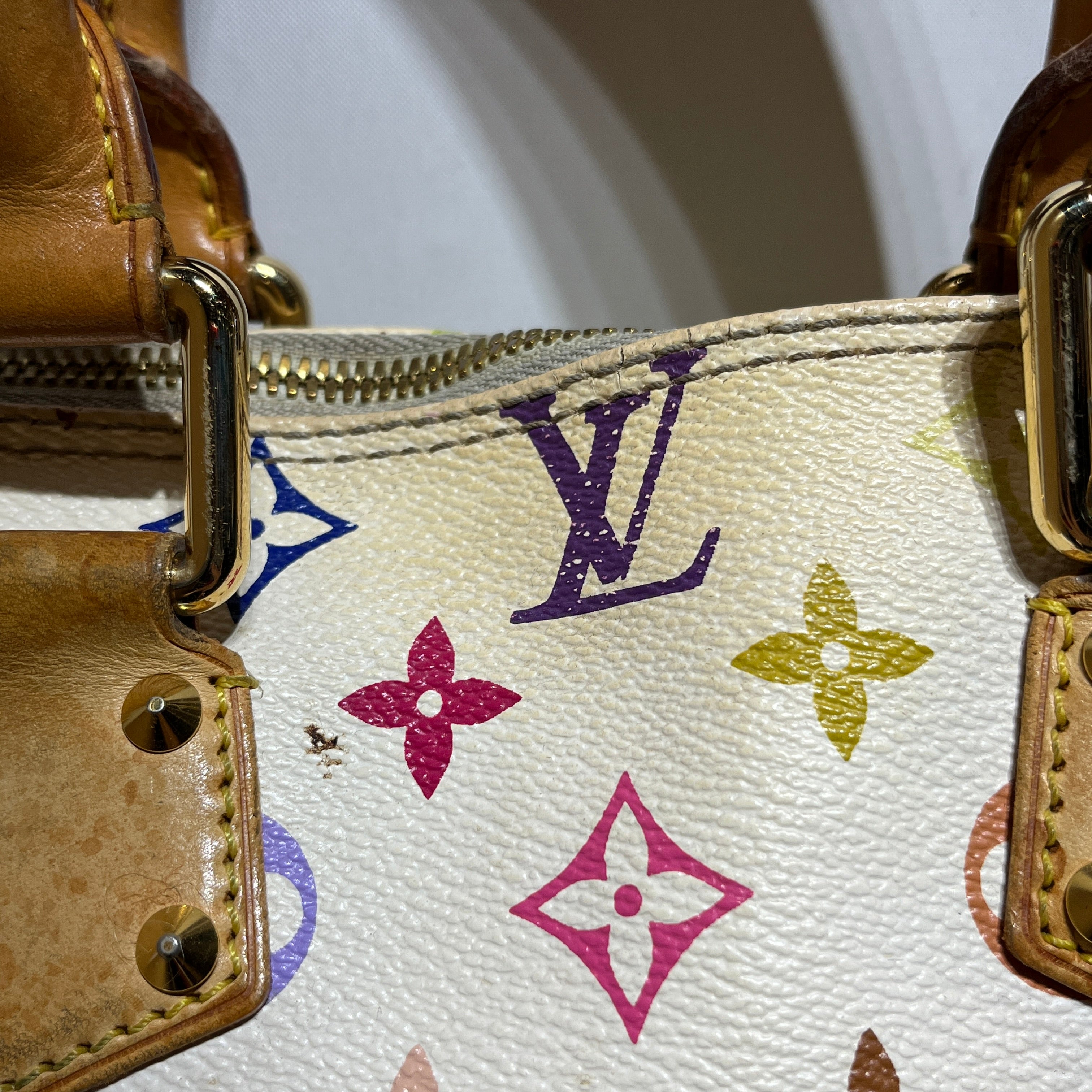 LOUIS VUITTON/Hand Bag/Monogram/Leather/WHT/Multicolore Alma Studs view 9