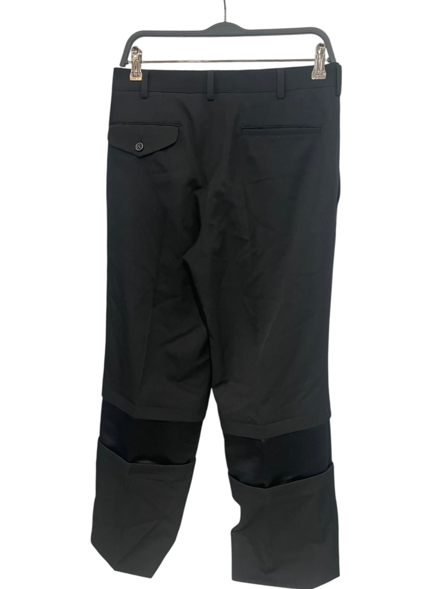COMME des GARCONS/Wide Leg Pants/S/Wool/BLK/aw25 satin panel at bottom view 2