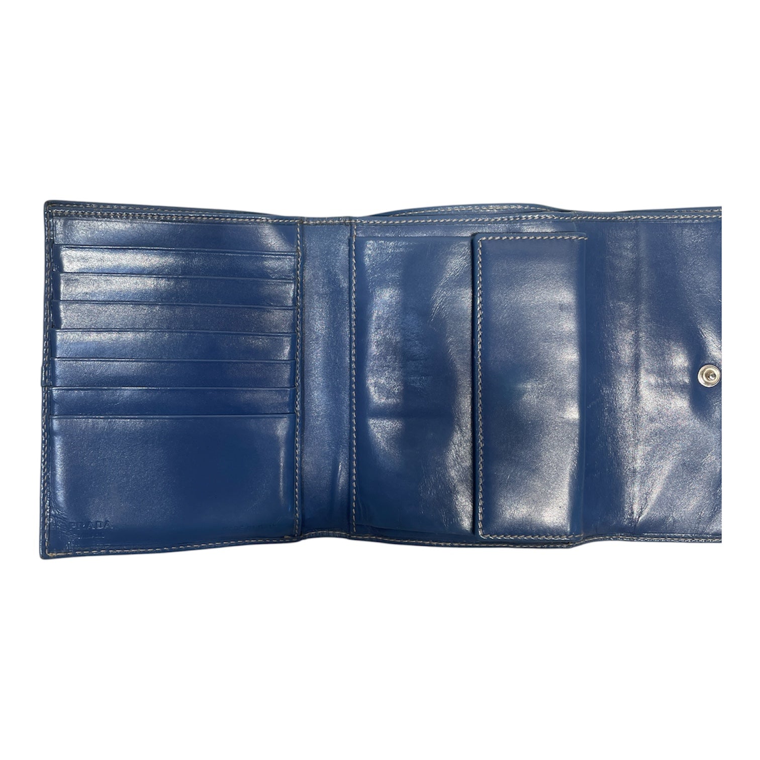 PRADA/Bifold Wallet/Leather/BLU/L's/BABY BLUE SNAP CLOSURE view 5