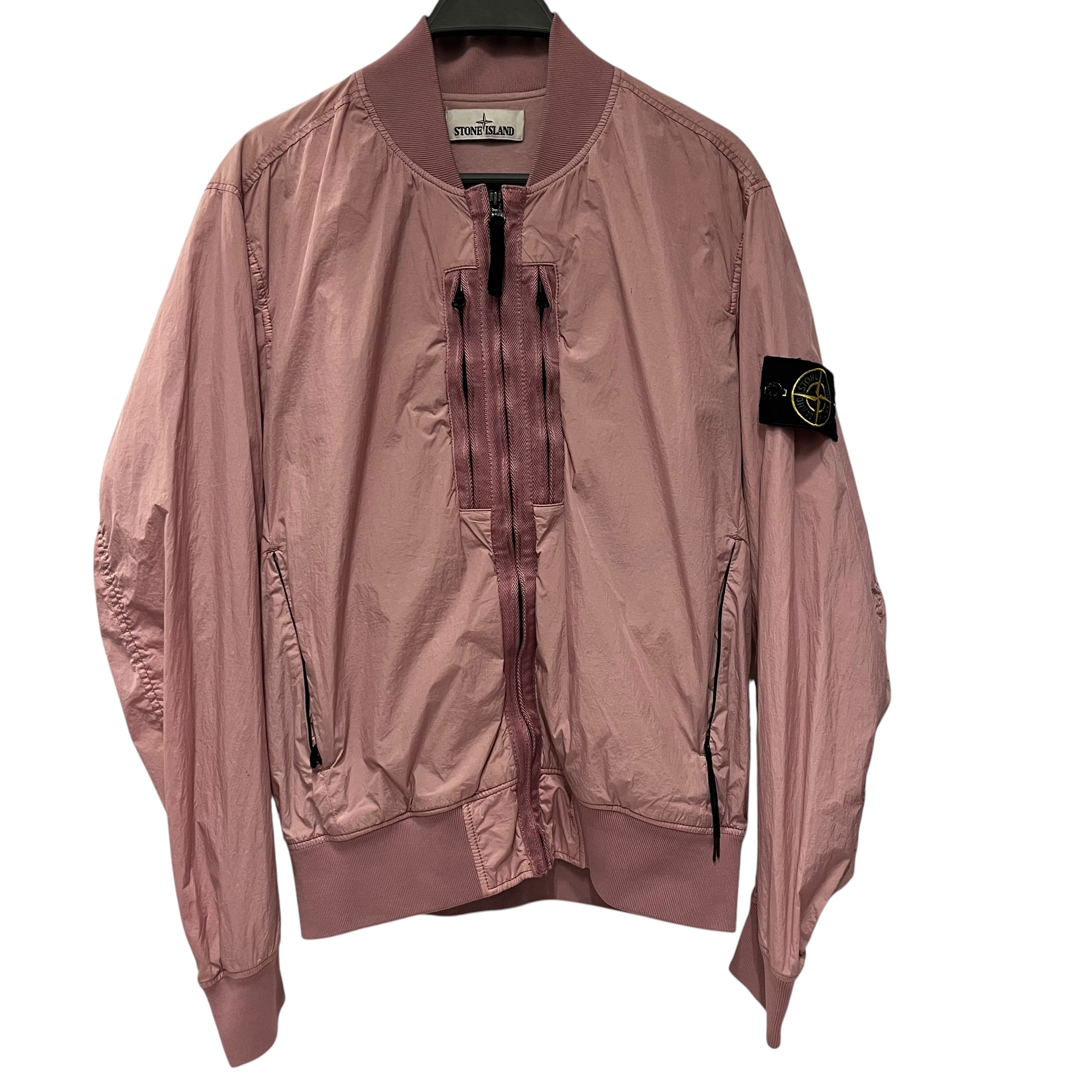 STONE ISLAND/Quilted Jkt/S/Nylon/PNK/crinkle bomber view 1