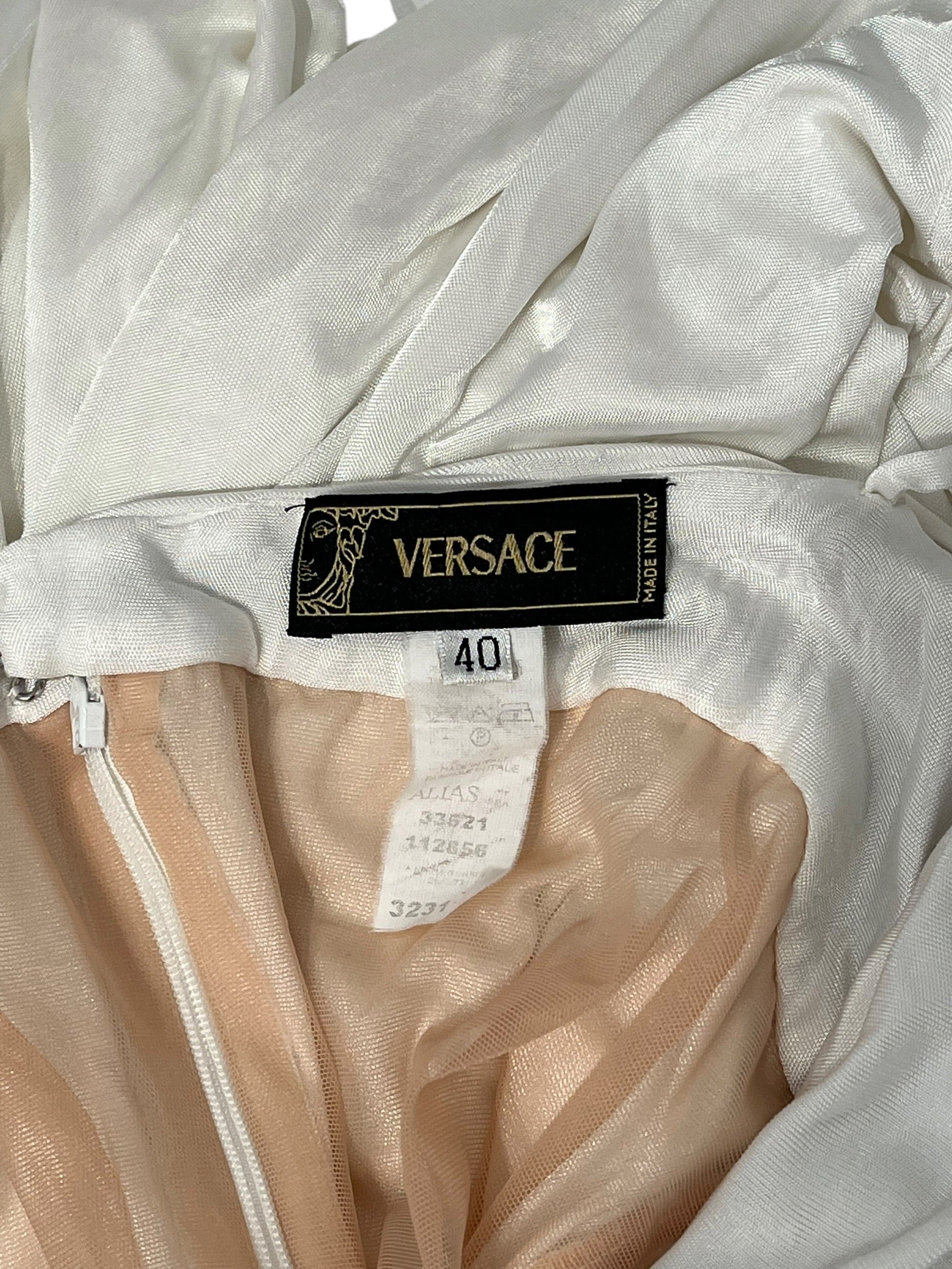 VERSACE/Dress/40/Polyester/WHT/Midi Length/2004 RUNWAY KNOTTED FRONT view 3
