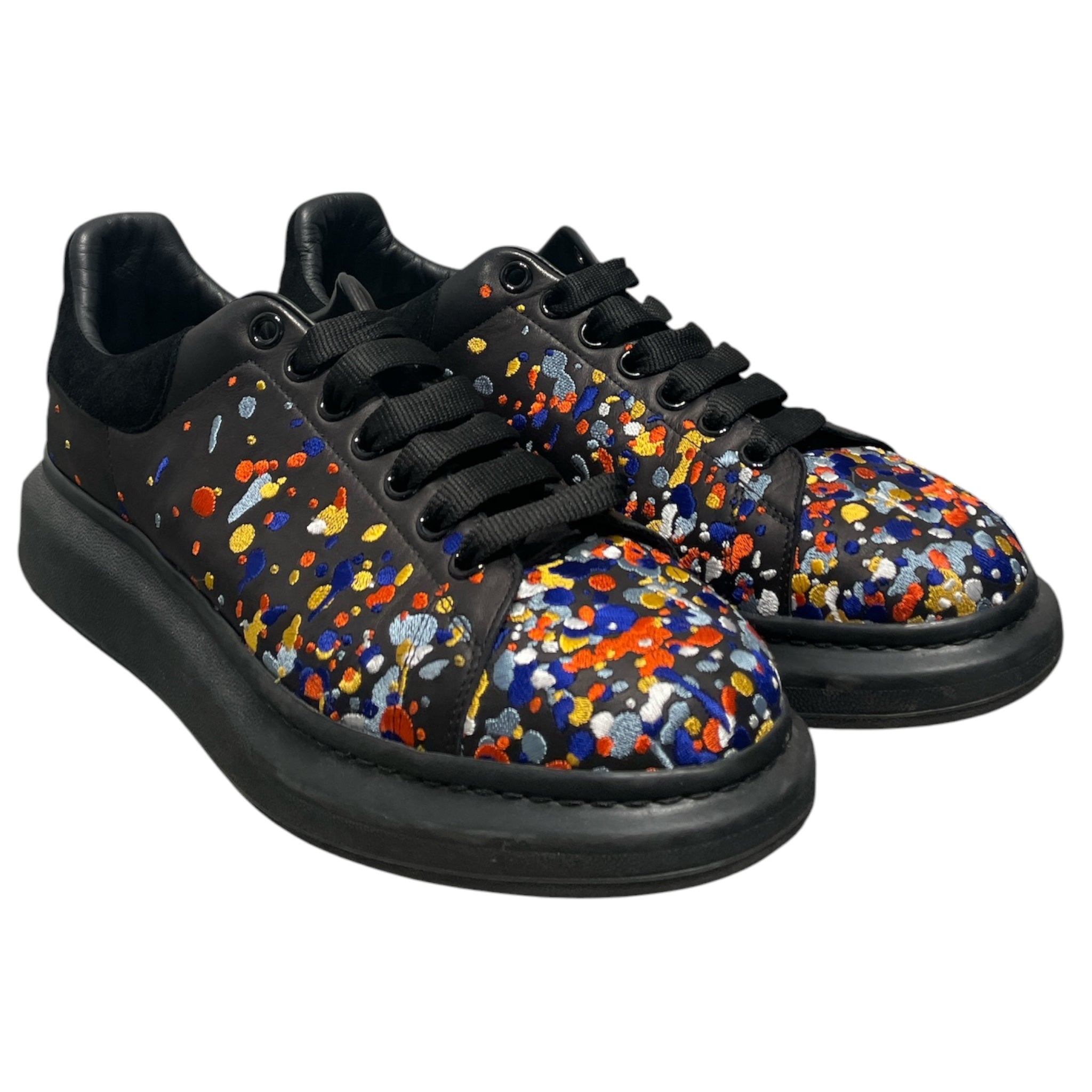 Alexander McQueen/Low-Sneakers/EU 46.5/Leather/BLK/Larry Sneaker Paint Embroidere view 1