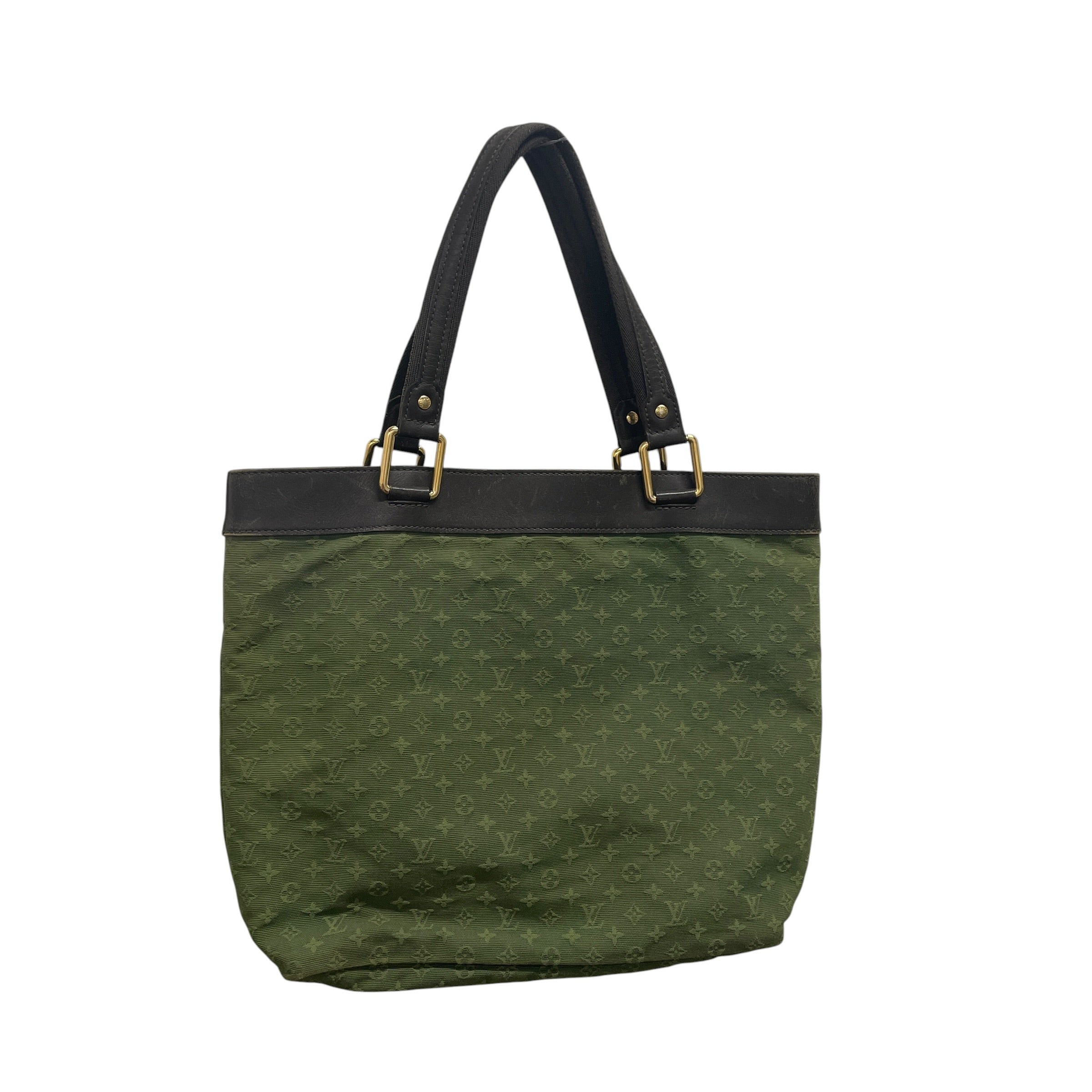 LOUIS VUITTON/Hand Bag/Monogram/Cotton/GRN/EMBROIDERED/GLD view 1