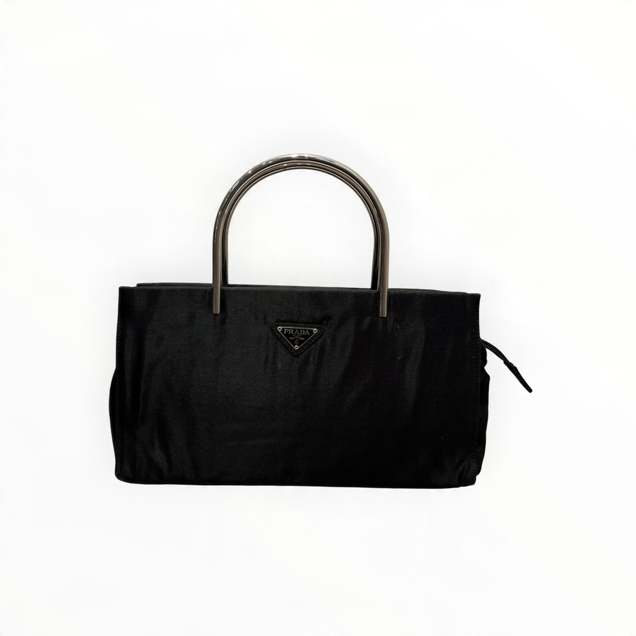 PRADA/Hand Bag/Nylon/BLK/Vintage Tessuto Metal Hand Bag view 1
