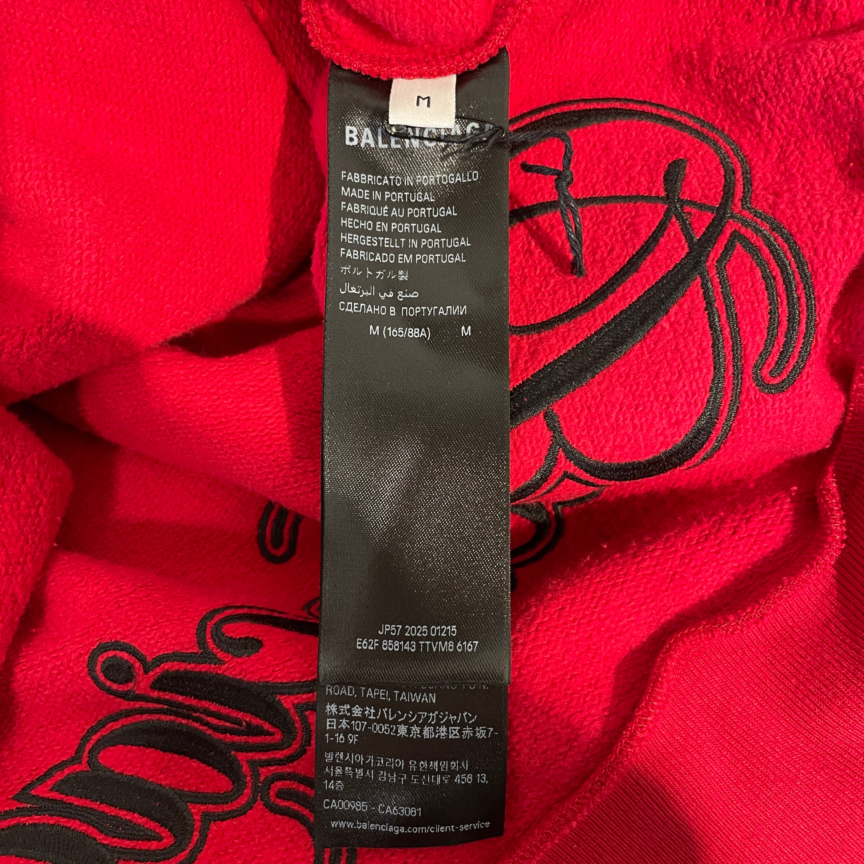 BALENCIAGA/Hoodie/M/Cotton/RED/Oversize/CURSIVE SLEEVES view 4