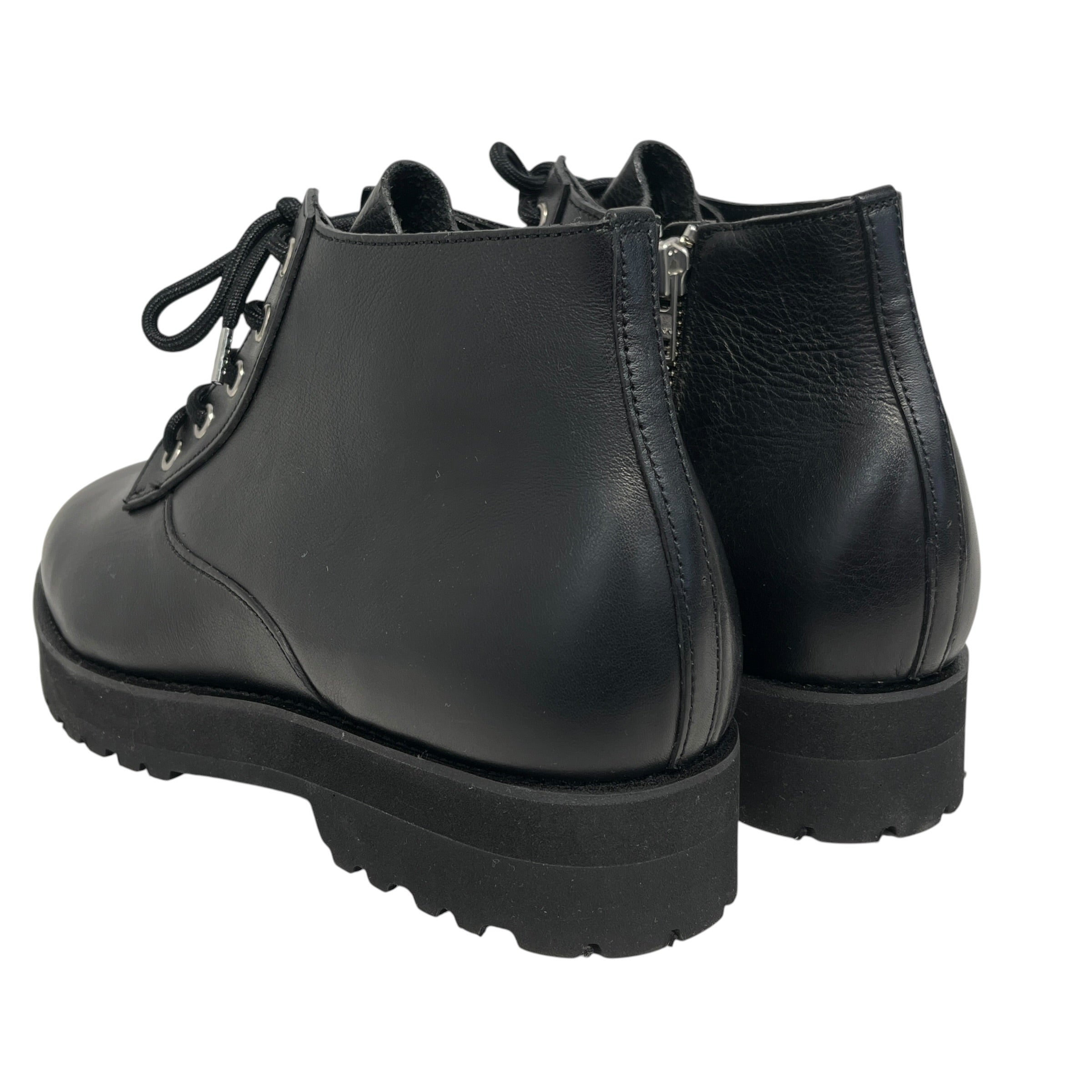 SIMPLY COMPLICATED/Boots/US 11/Leather/BLK/SIDE ZIPPER SILVER TIE UP view 2