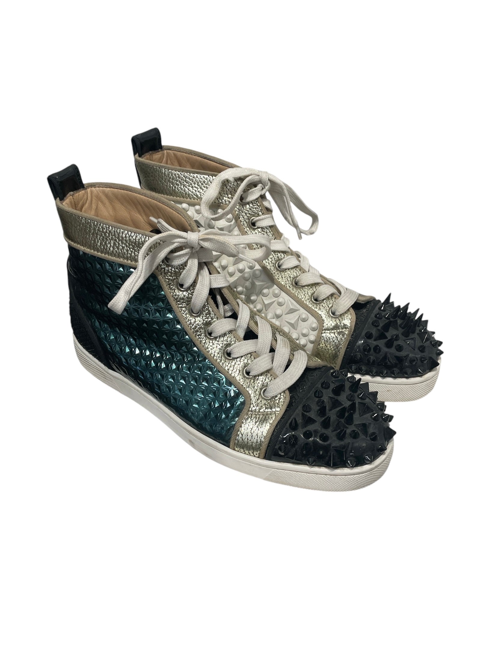 Christian Louboutin/Hi-Sneakers/EU 41/WHT/black spikes view 1