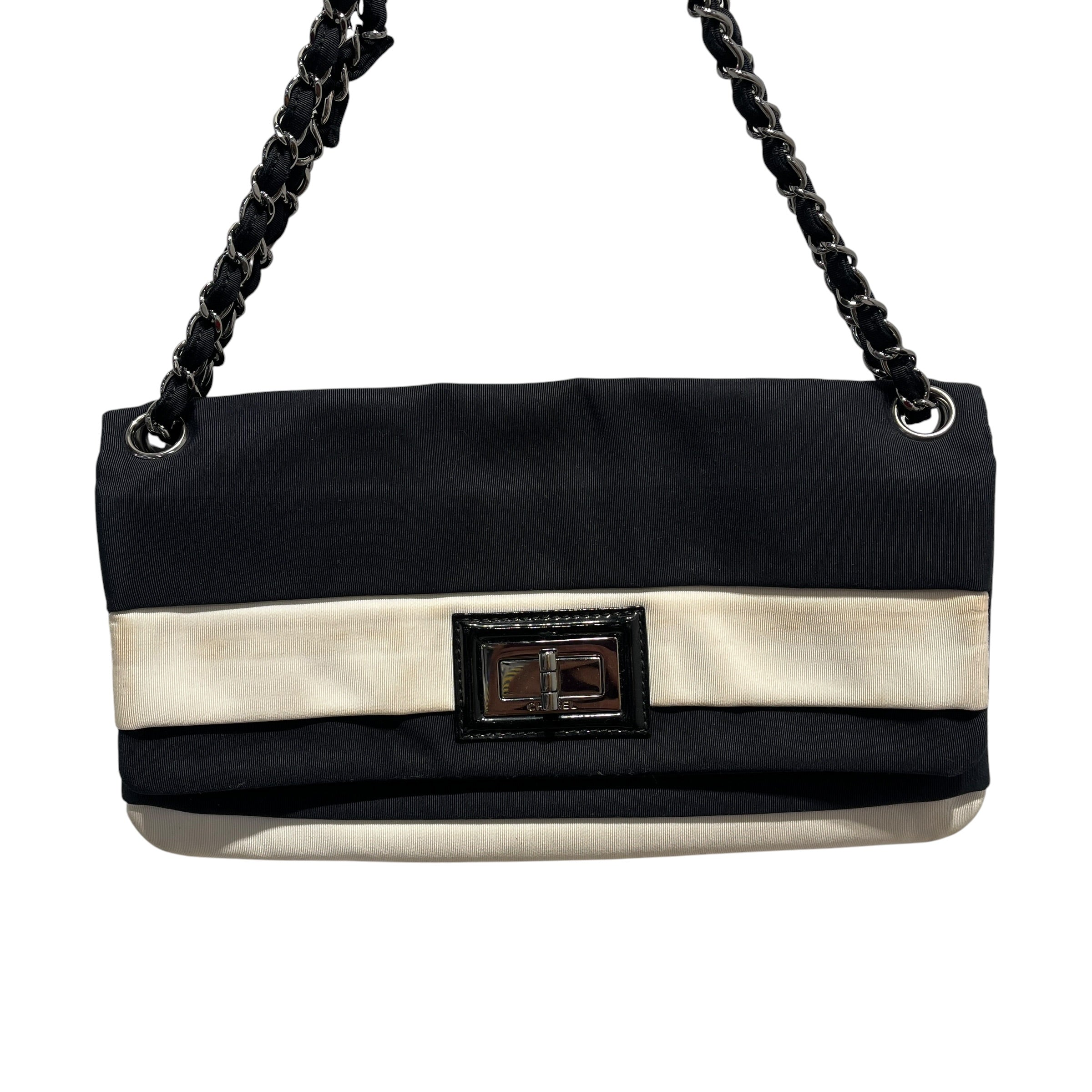 CHANEL/Hand Bag/Stripe/BLK/Striped Reissue Flap Bag Cloth view 9