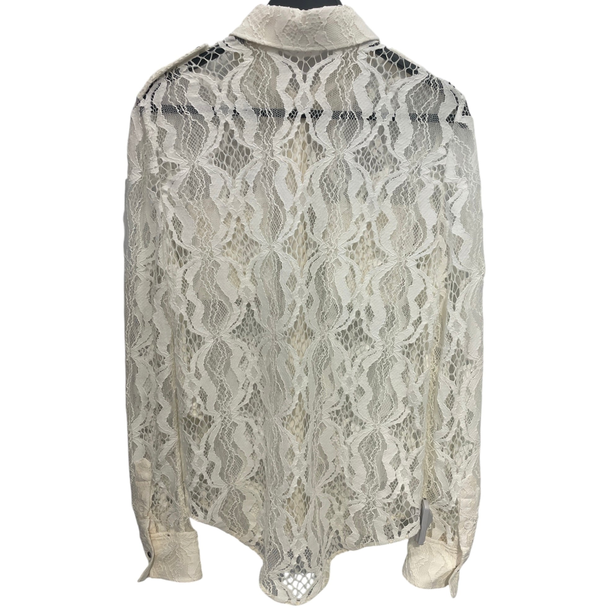 roberto cavalli/LS Blouse/38/Cotton/WHT/Lace Top with Pockets view 2