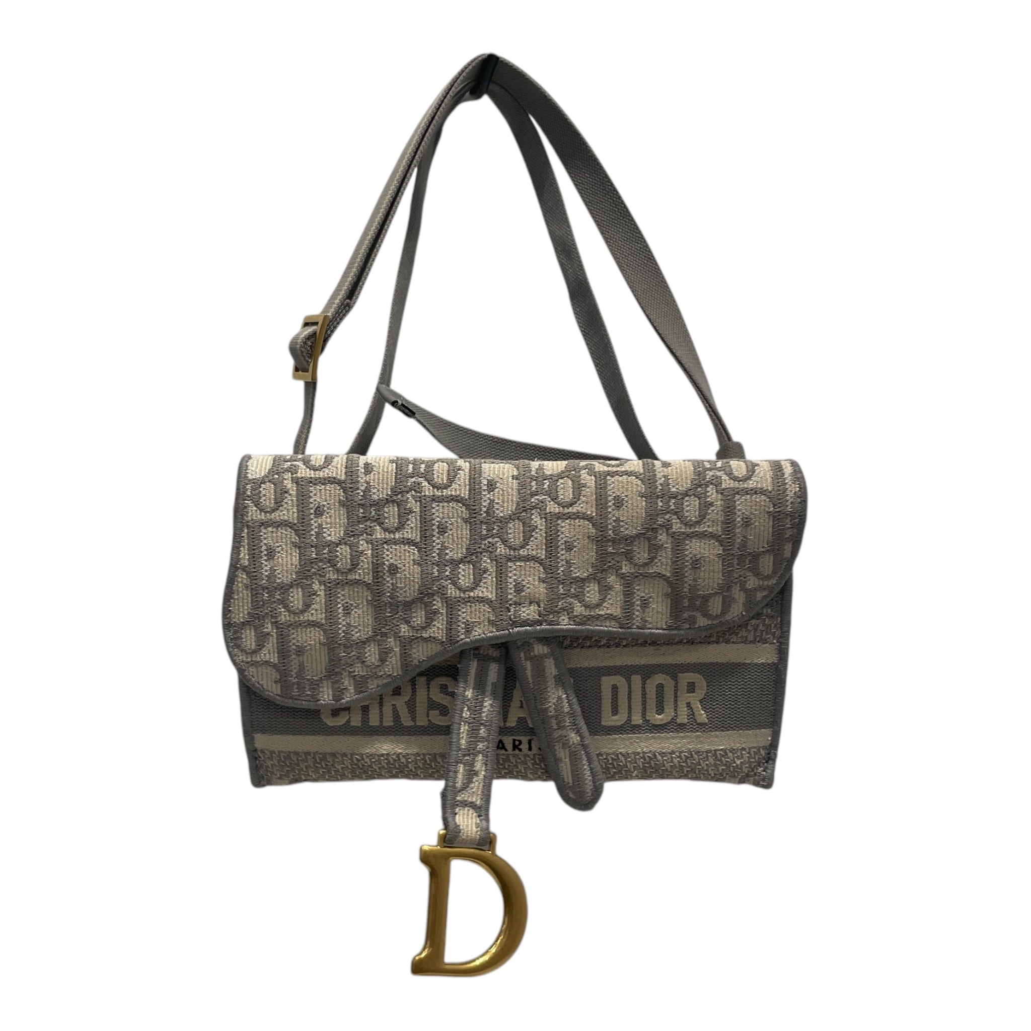 Christian Dior/Cross Body Bag/OS/Monogram/Cotton/GRY/SADDLE SLIM view 1