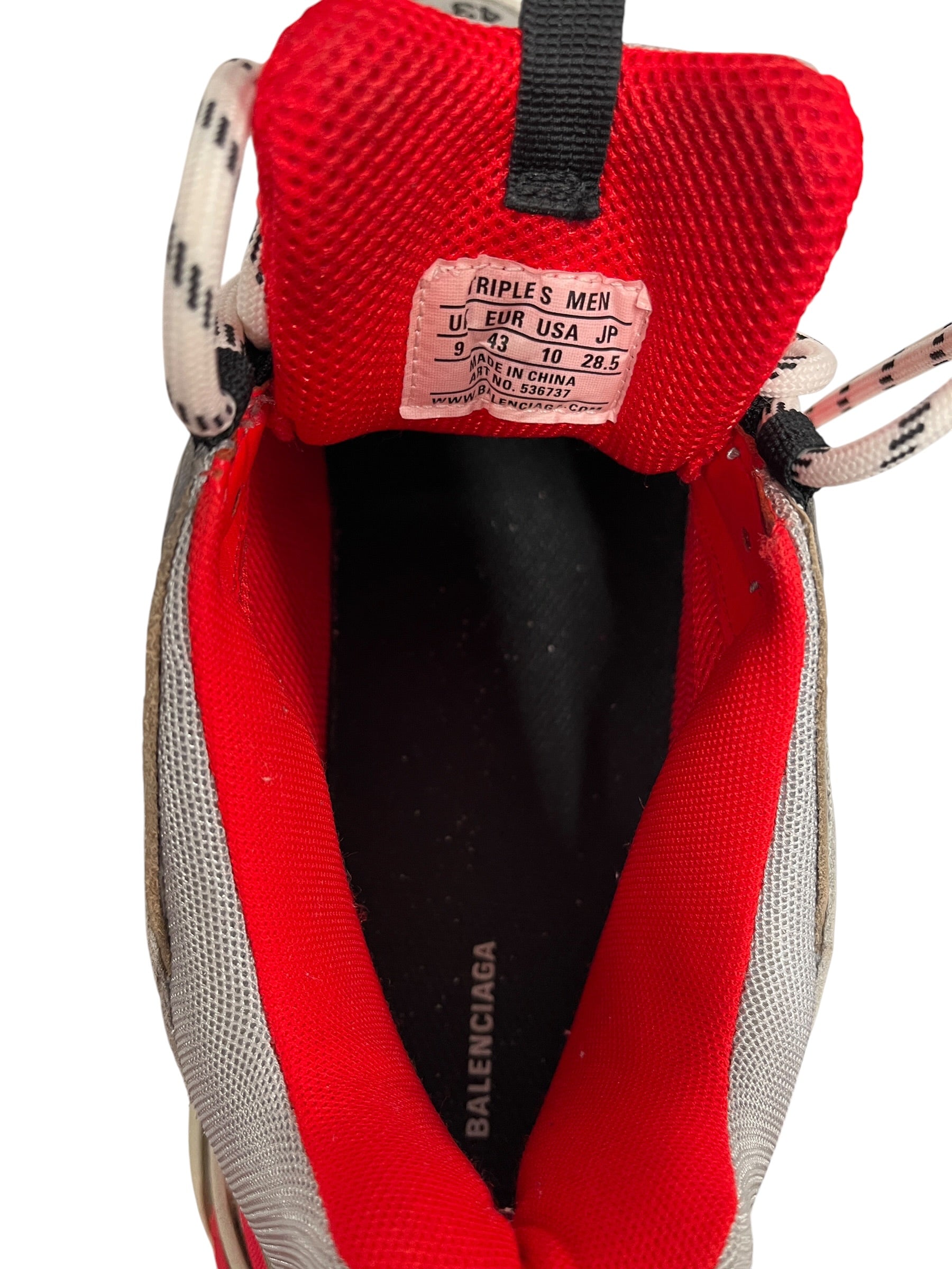 BALENCIAGA/Low-Sneakers/EU 43/GRY/TRIPLE S- GRAY RED view 3
