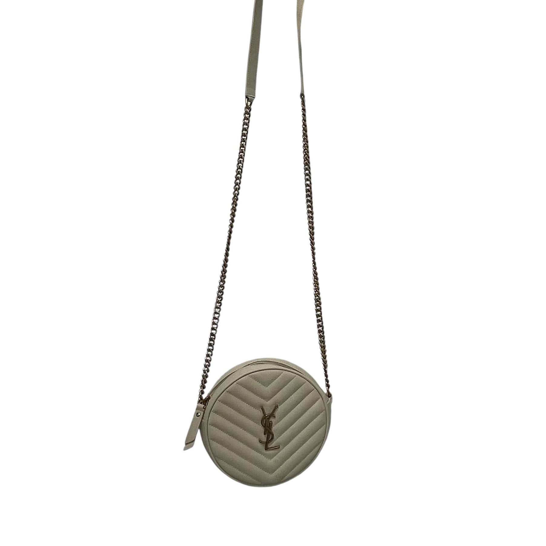 SAINT LAURENT/Cross Body Bag/Leather/CRM/round camera bag view 1