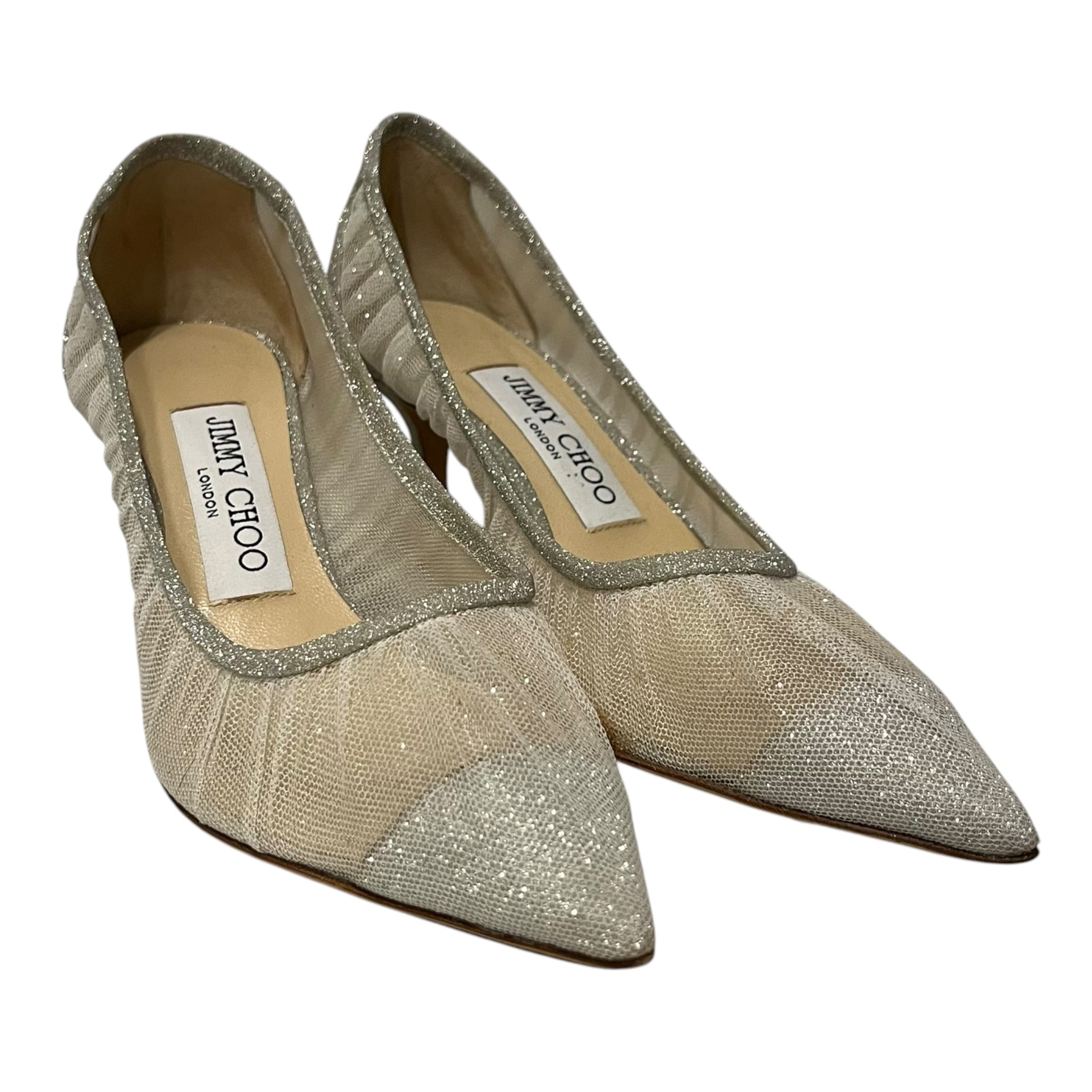 JIMMY CHOO/Heels/US 5/Glitter/SLV/mesh glitter pointed toe view 1