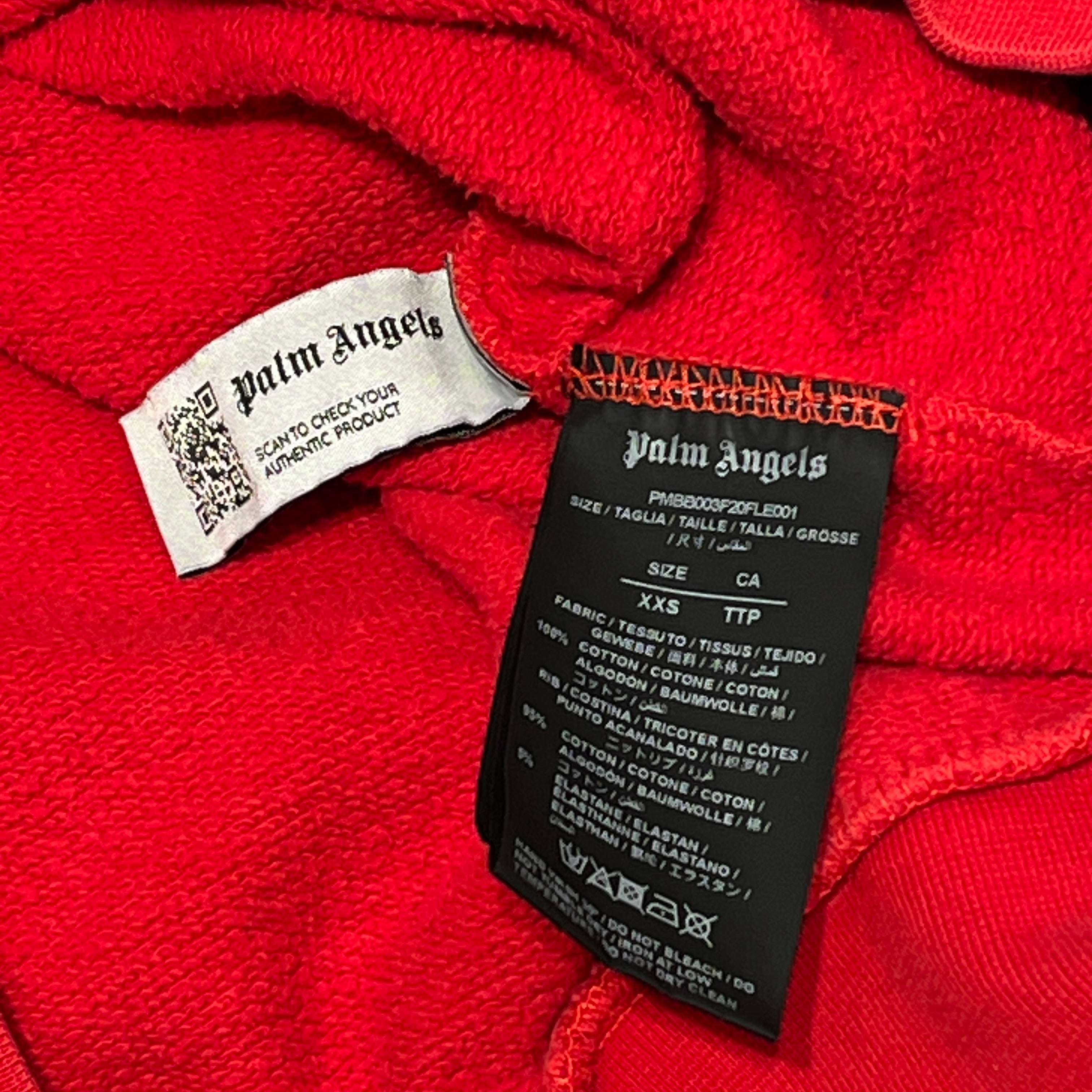 Palm Angels/Hoodie/XXS/Cotton/RED/black spray logo view 6
