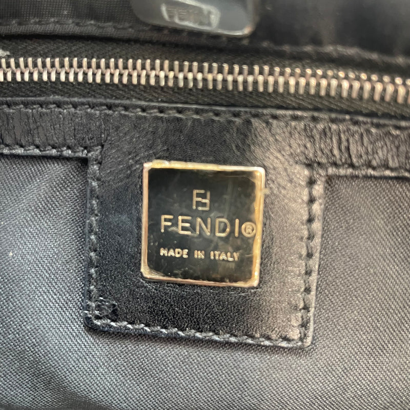 FENDI/Hand Bag/Nylon/BLK/BLK ON BLK/15790/992/SILVER W