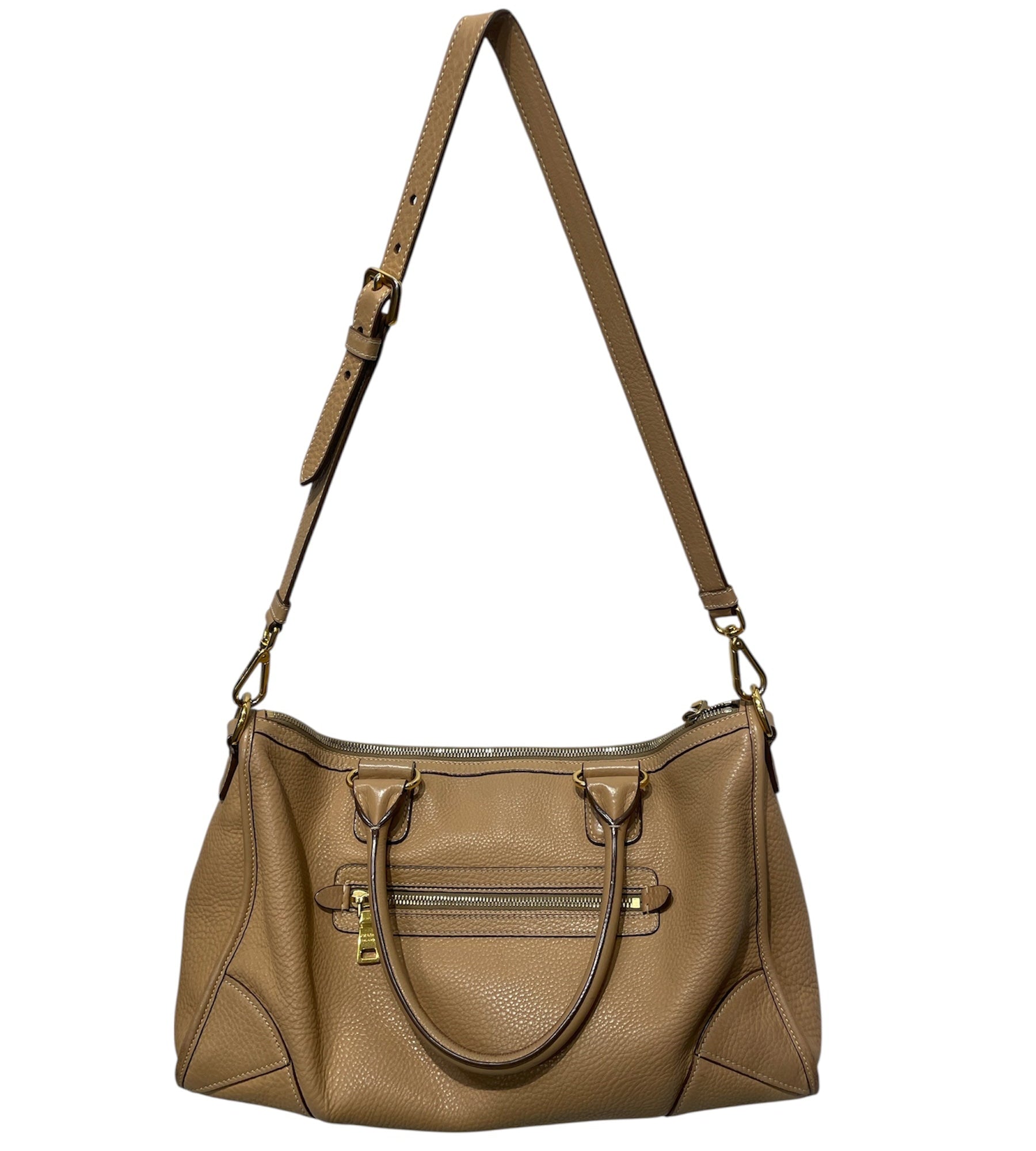 PRADA/Hand Bag/Leather/BEG/vitello daino tote view 2