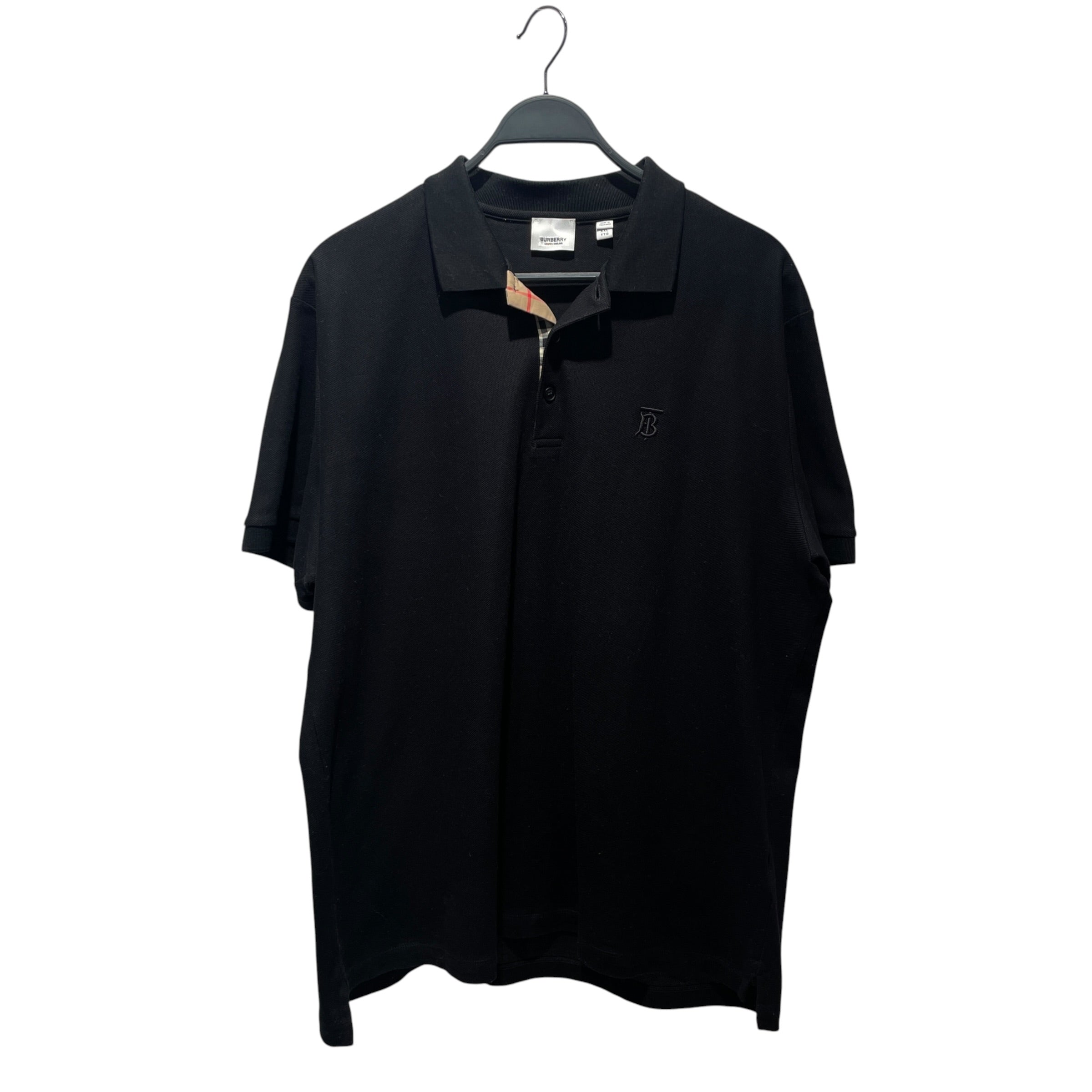 BURBERRY LONDON/Henleyneck CS/XXL/Cotton/BLK/eddie polo check pattern colla view 1
