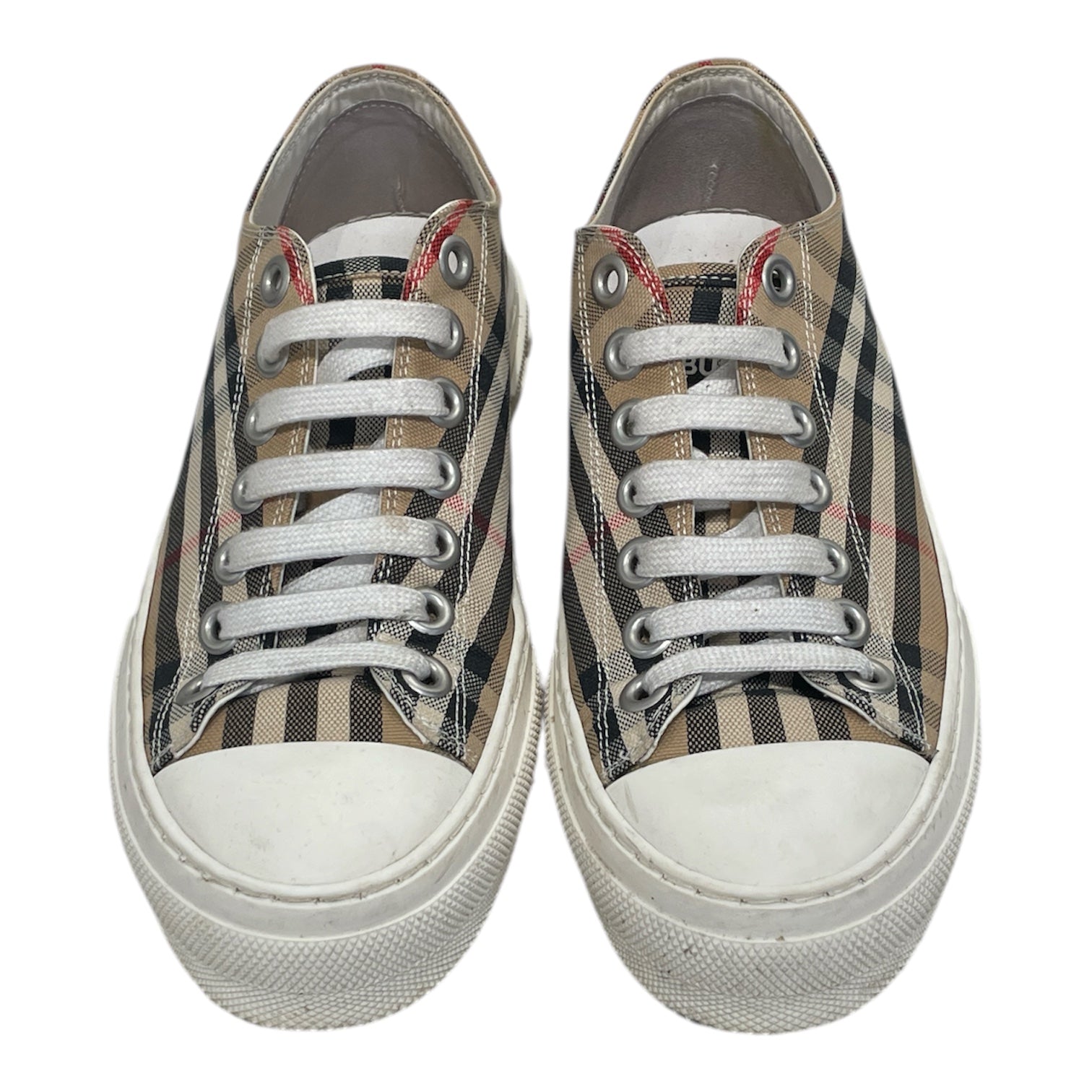 BURBERRY/Low-Sneakers/EU 36.5/Plaid/Cotton/BEG/CANVAS PRINTED SNEAKERS view 4