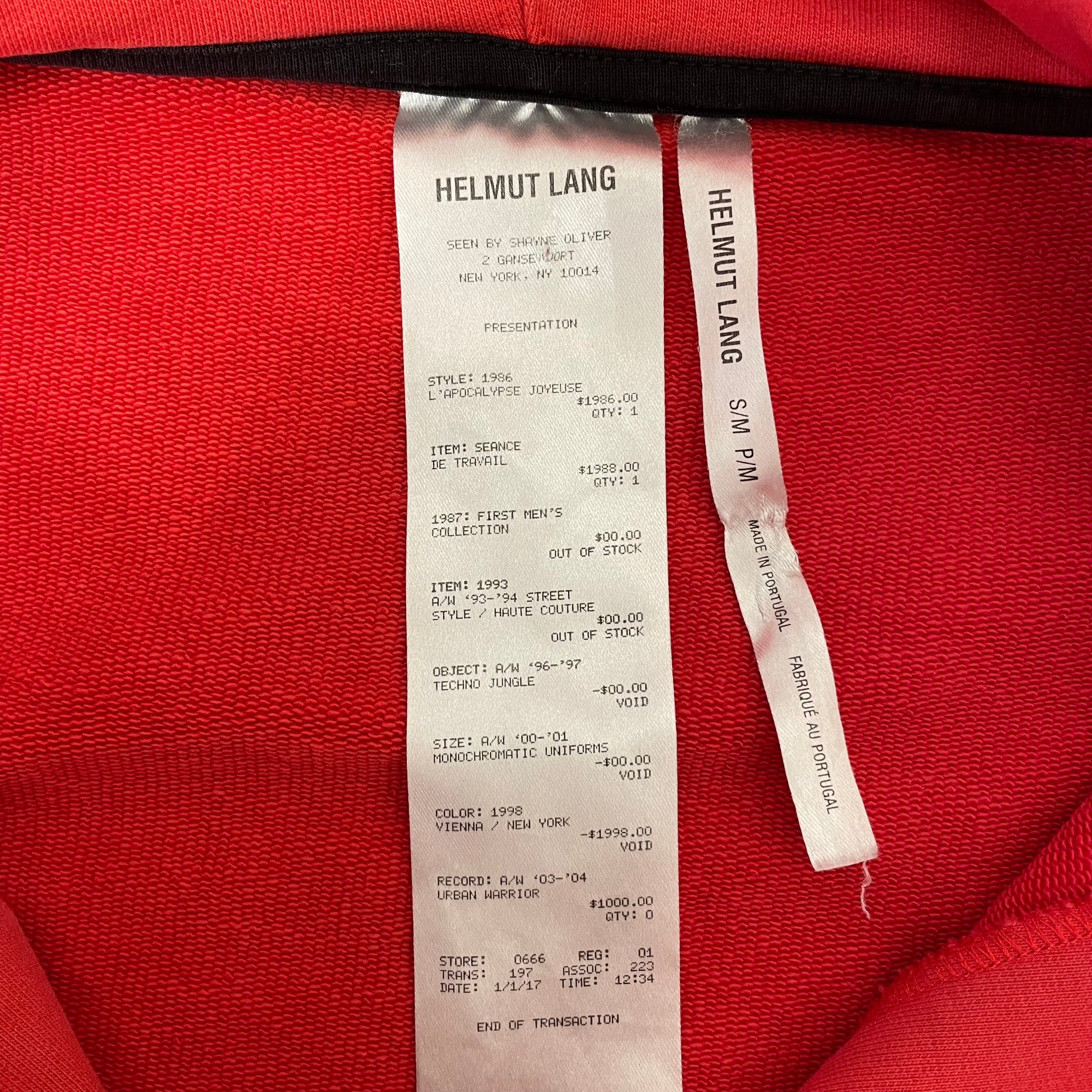 Helmut Lang/Zip Up Hoodie/M/Graphic/Cotton/RED/ view 4