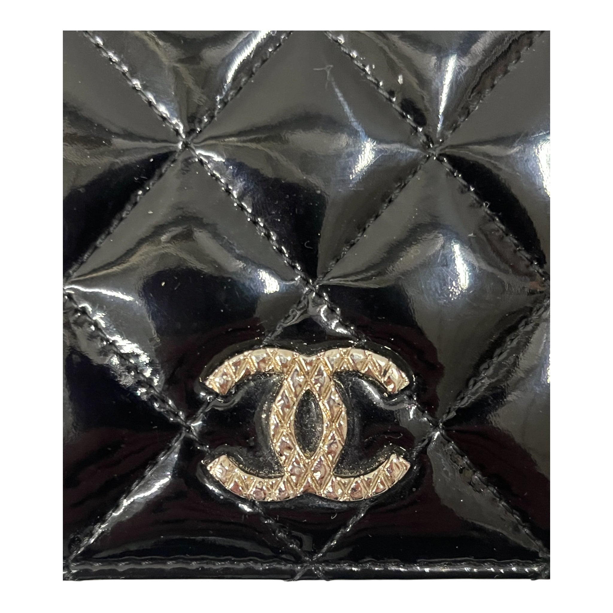 CHANEL/Long Wallet/Leather/BLK/L's/QUILTED PATENT LEATHER WALLET view 6