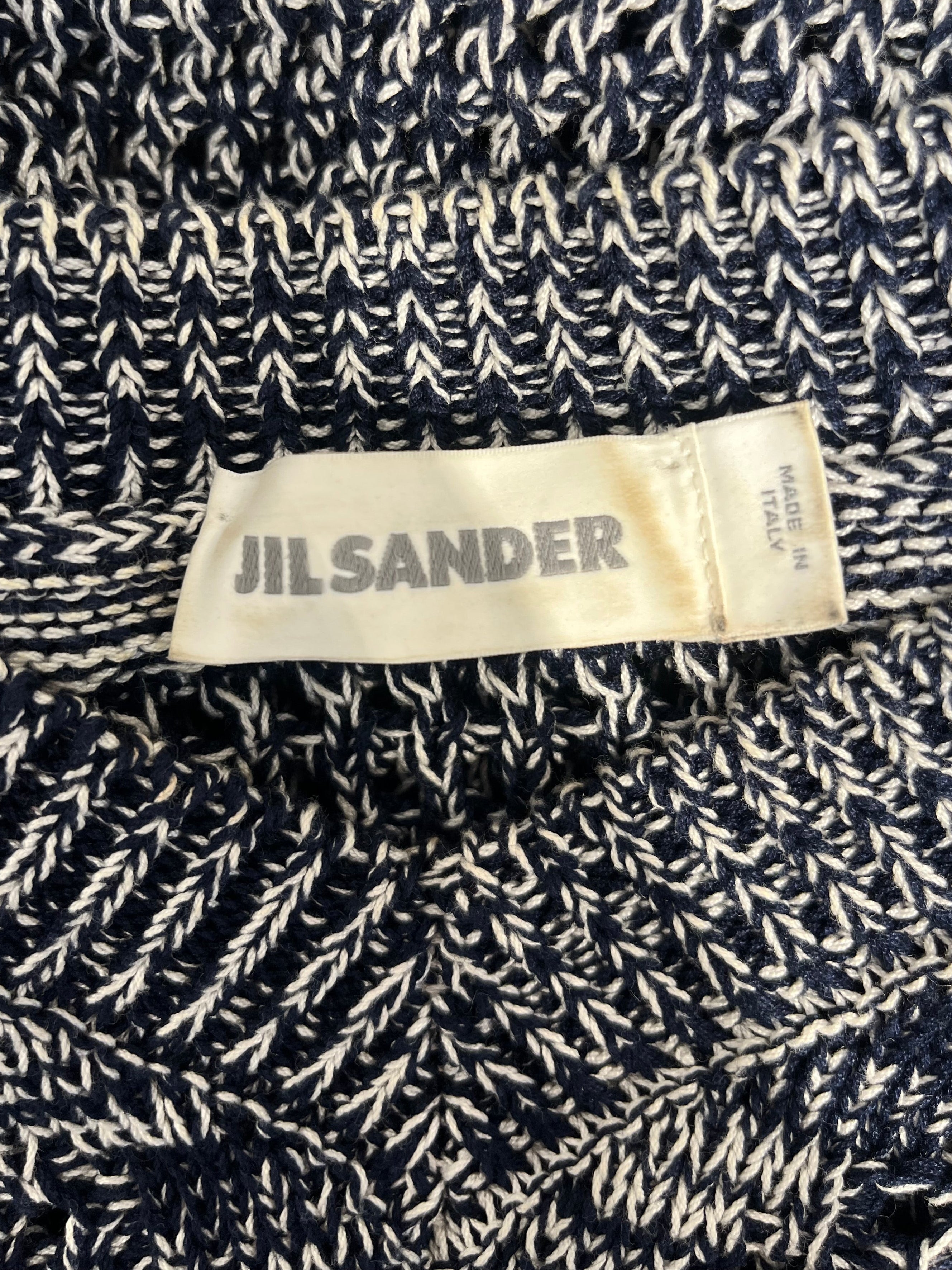 JIL SANDER/HeavyKnit Vest/48/Cotton/NVY/OVERSIZED GRY/BLK SWEATER VEST view 3