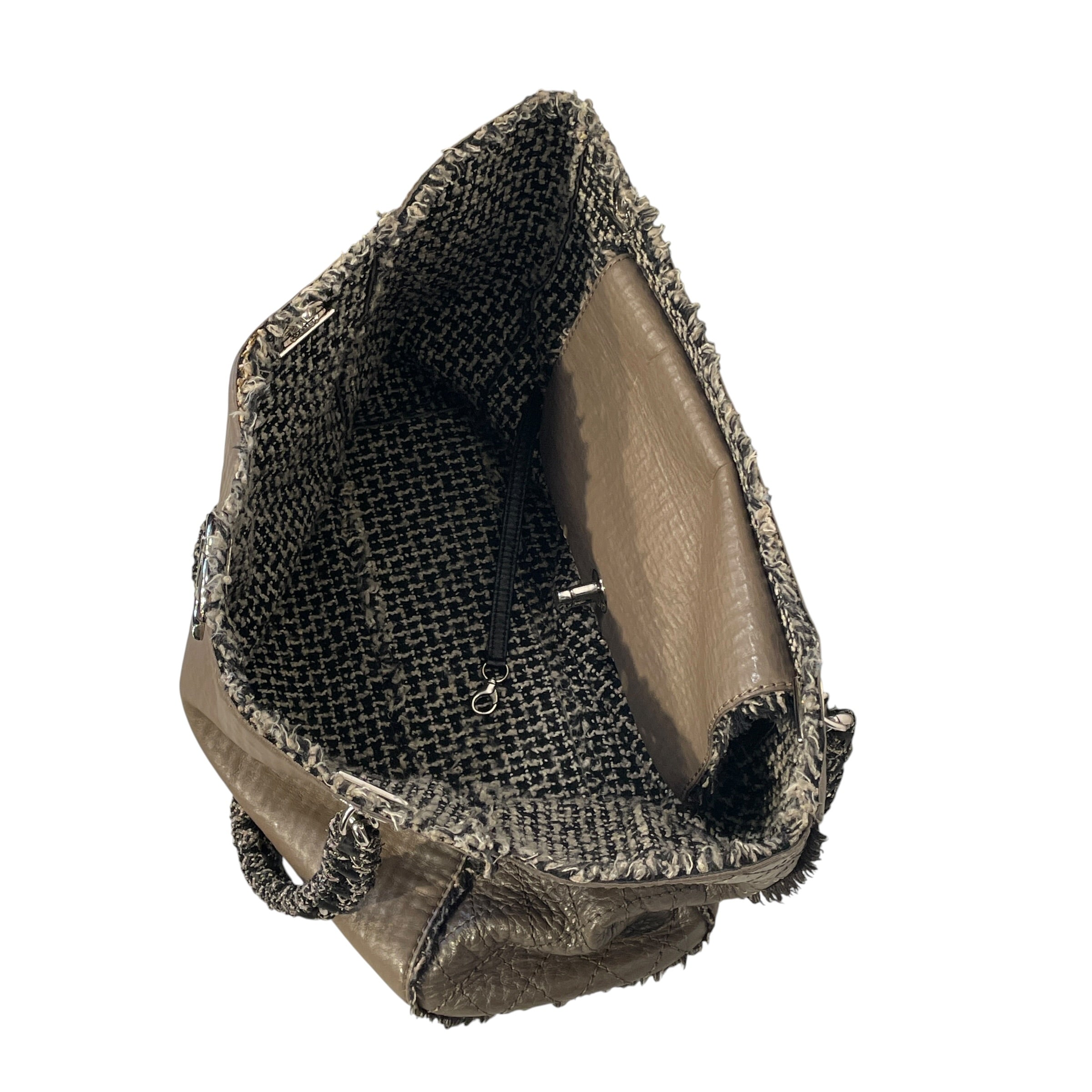 CHANEL/Tote Bag/Leather/BRW/TWEED HANDLE & INNER LINING view 8