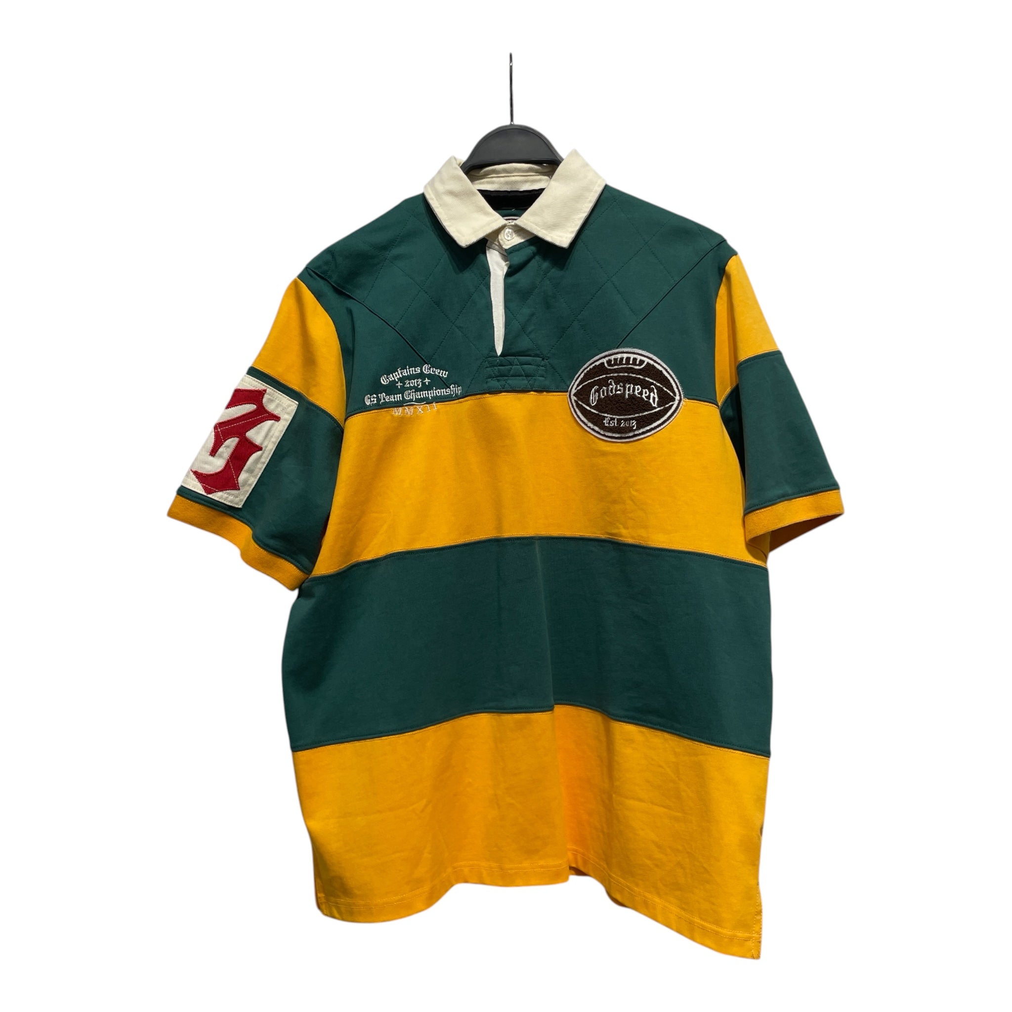 GODSPEED NEW YORK/Polo Shirt/M/Cotton/GRN/football embordered view 1