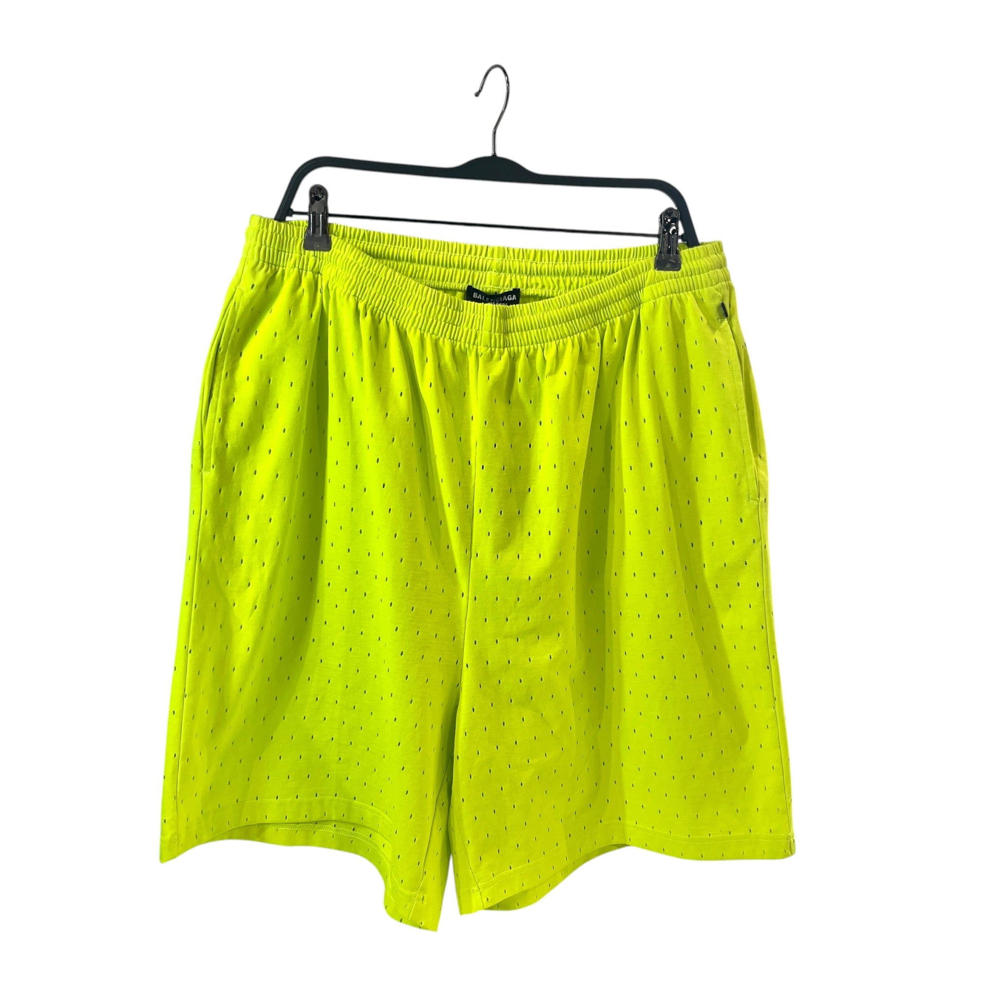 BALENCIAGA/Shorts/L/Cotton/YEL/NEON MESH BAGGY SHORT view 1