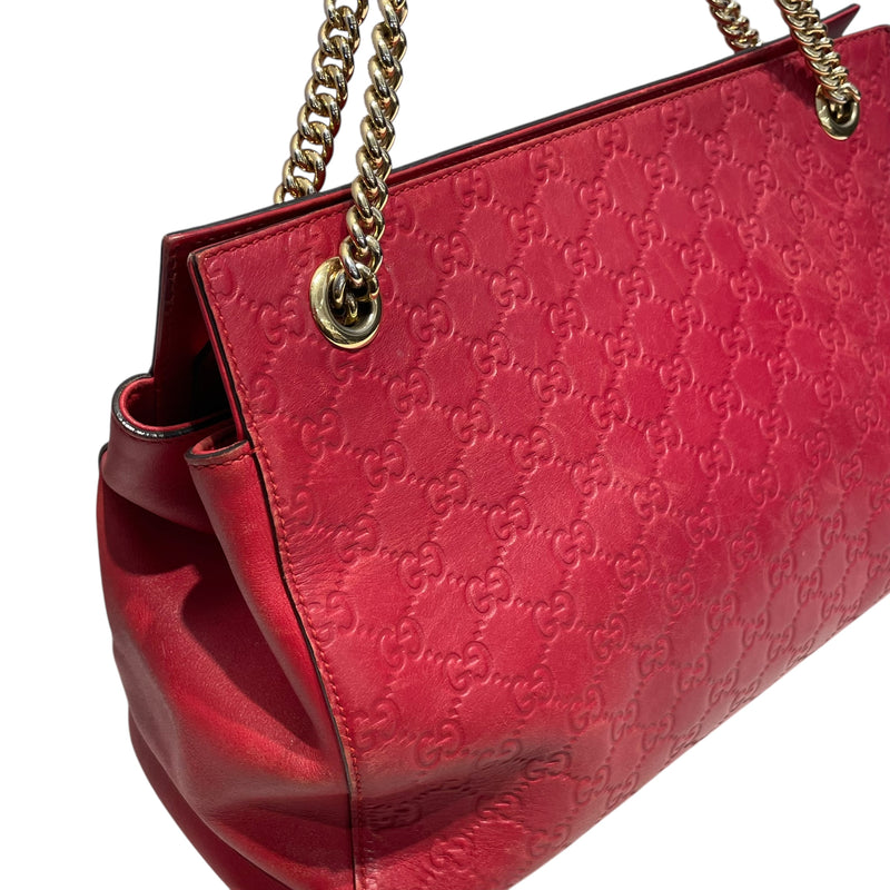 GUCCI/Hand Bag/Monogram/Leather/RED/guccissima 453771 5200931