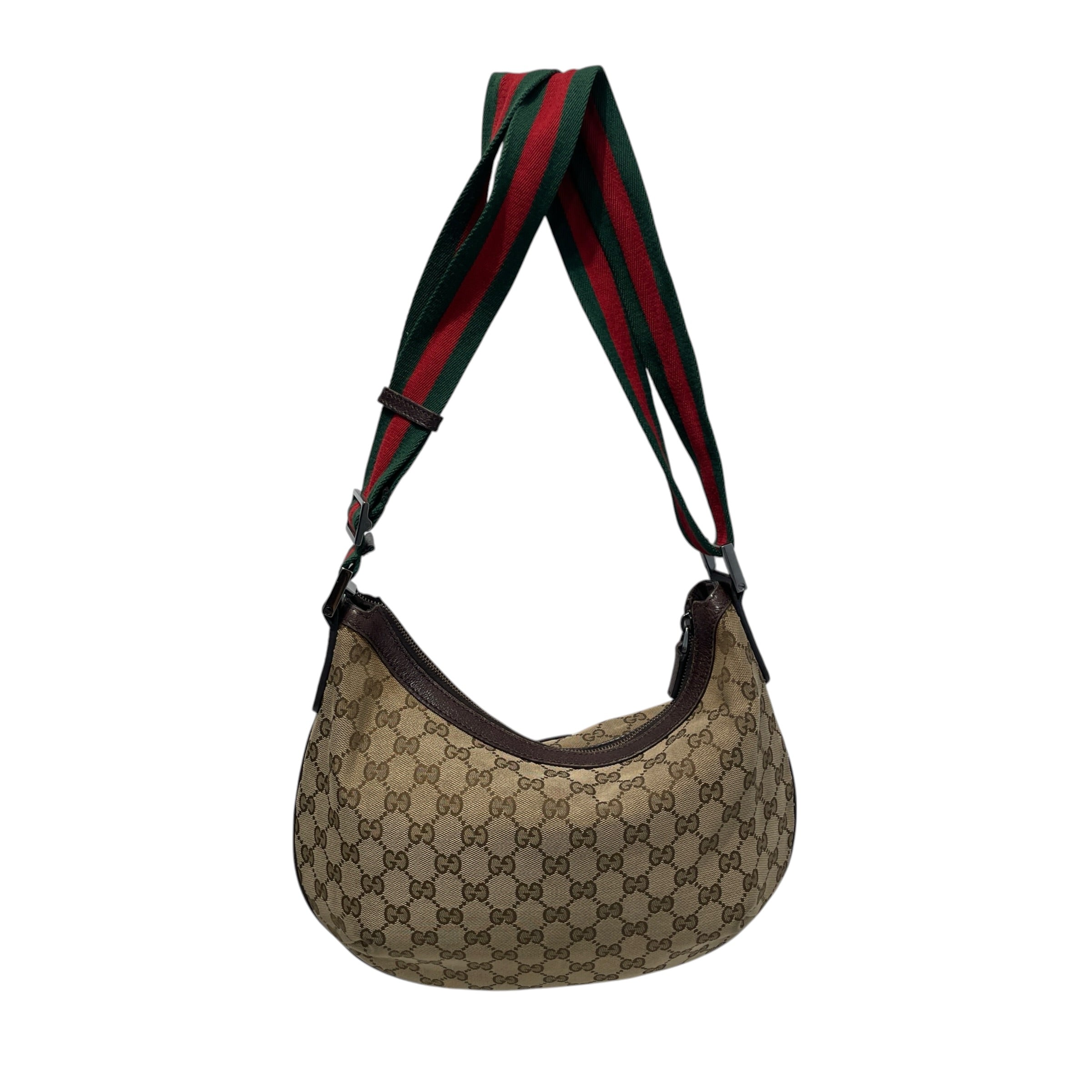 GUCCI/Cross Body Bag/Monogram/Cotton/BRW/GG Canvas Web Half Moon Hobo view 2