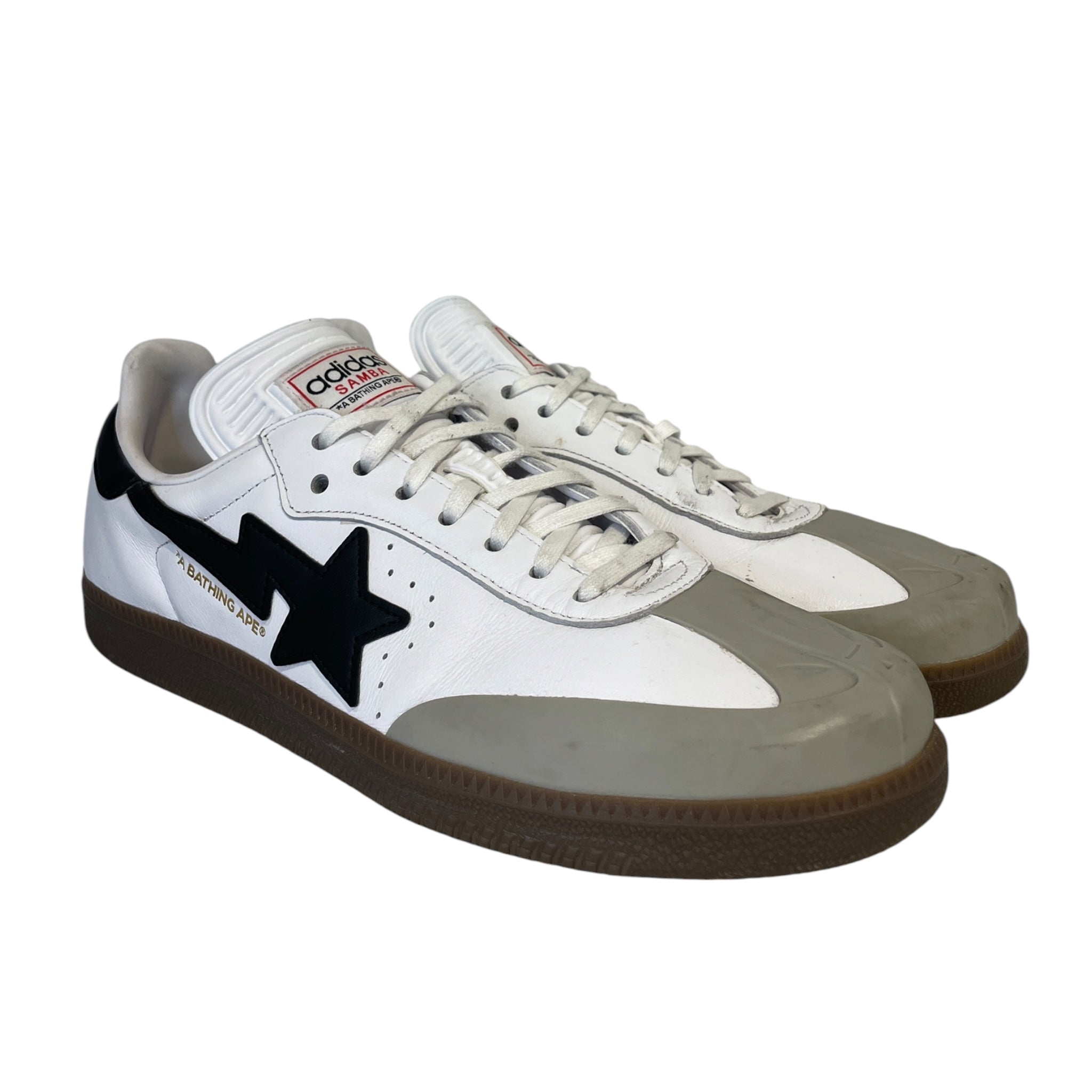 adidas/A BATHING APE/Low-Sneakers/US 10/Stripe/WHT/bape sambas view 1