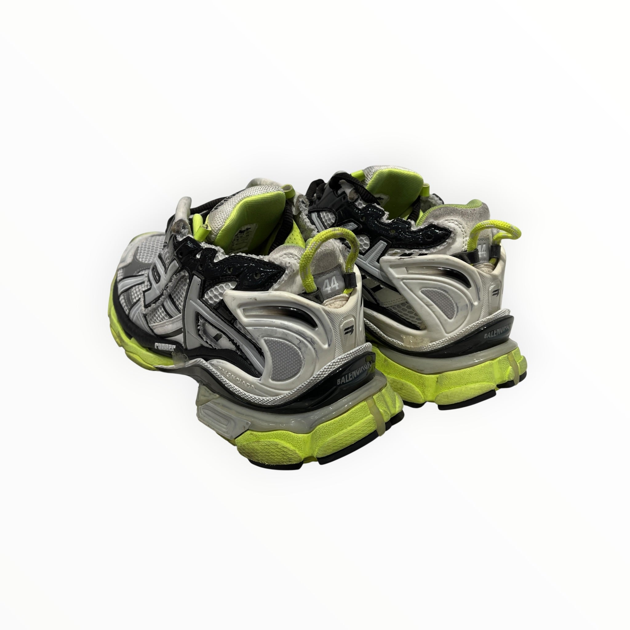 BALENCIAGA/Low-Sneakers/EU 44/Acrylic/WHT/Runner "White fluo yellow" view 2