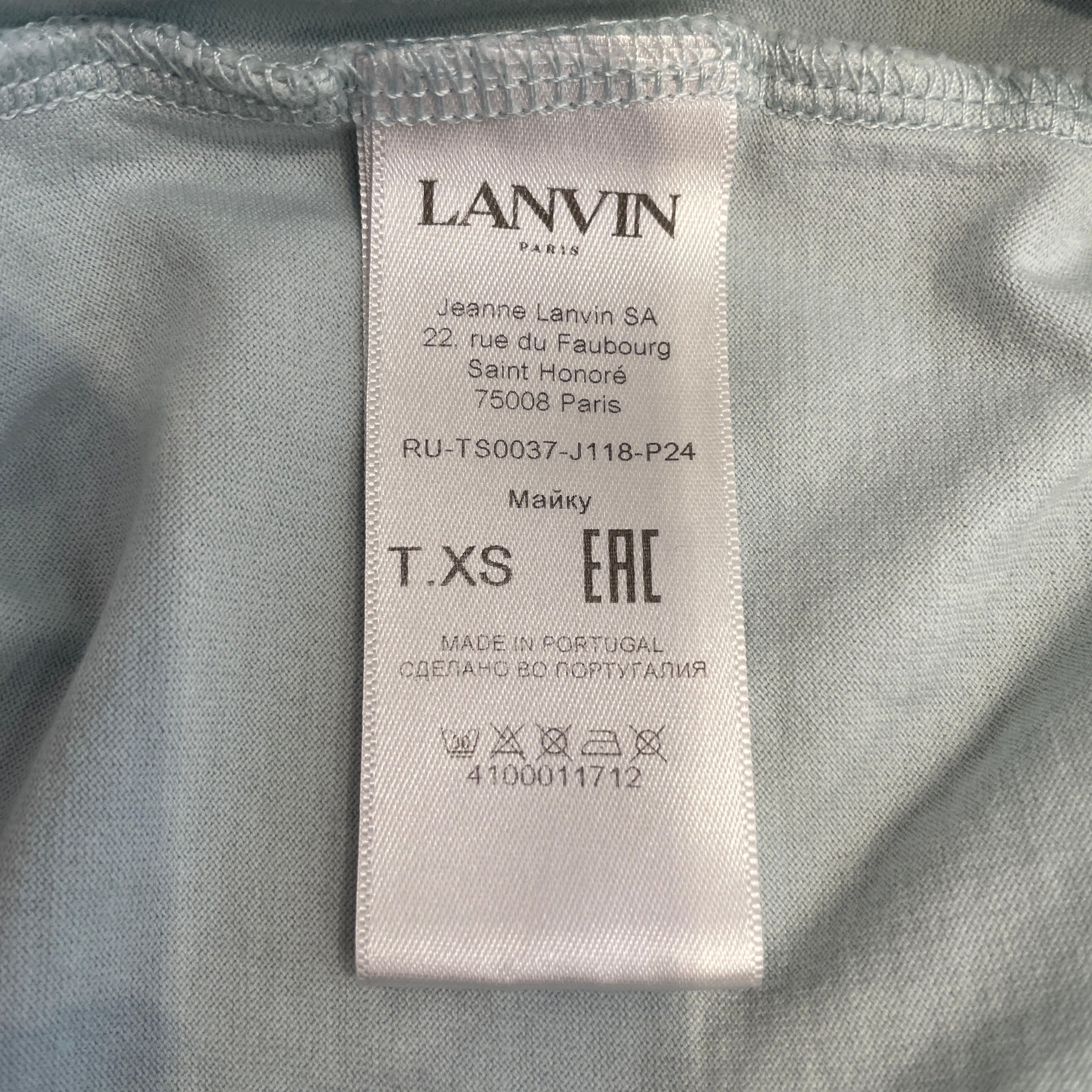 LANVIN/T-Shirt/XS/Cotton/BLU/LANVIN LIGHT BLUE TS view 3
