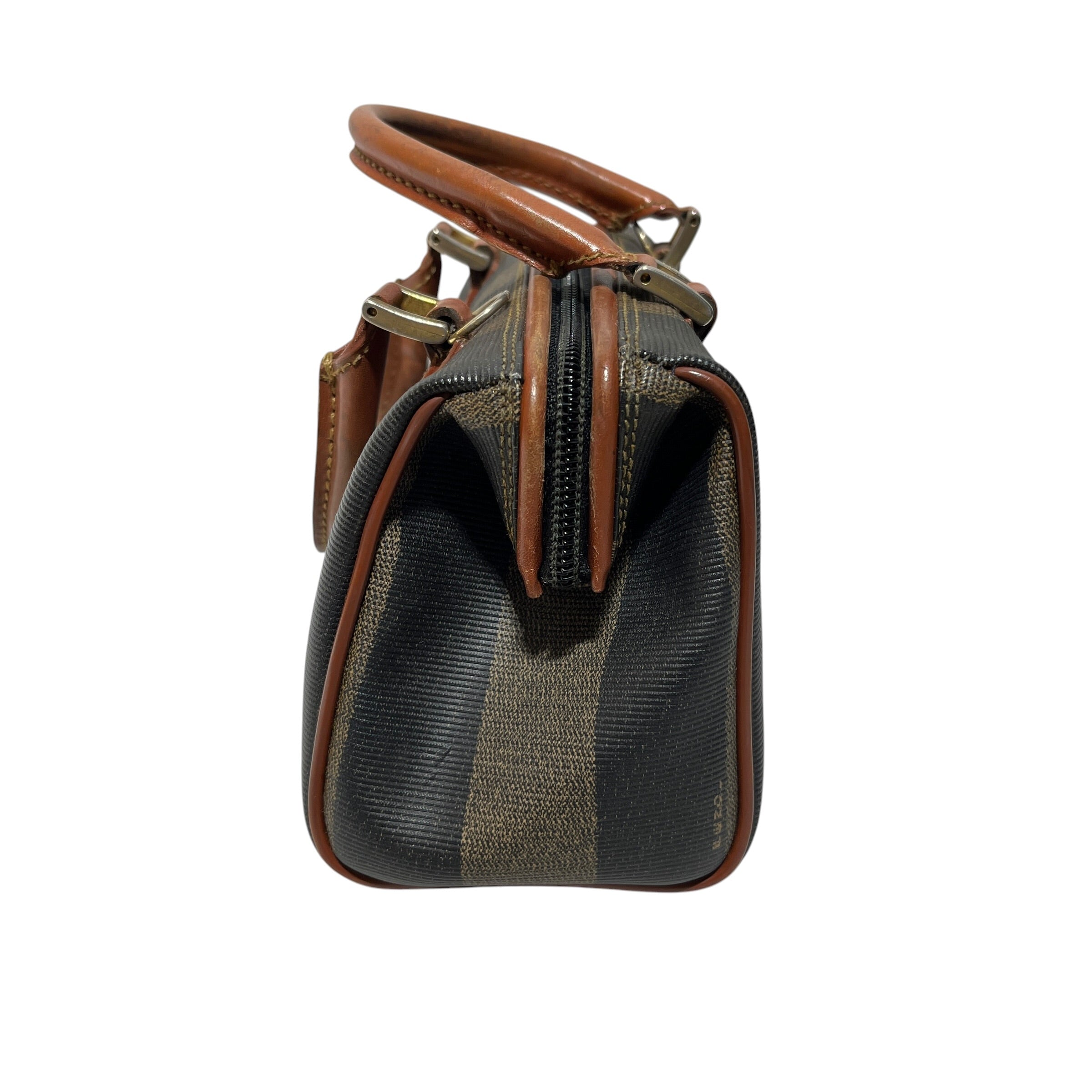 FENDI/Boston Bag/Stripe/Leather/BRW/PEQUIN BOSTON view 3