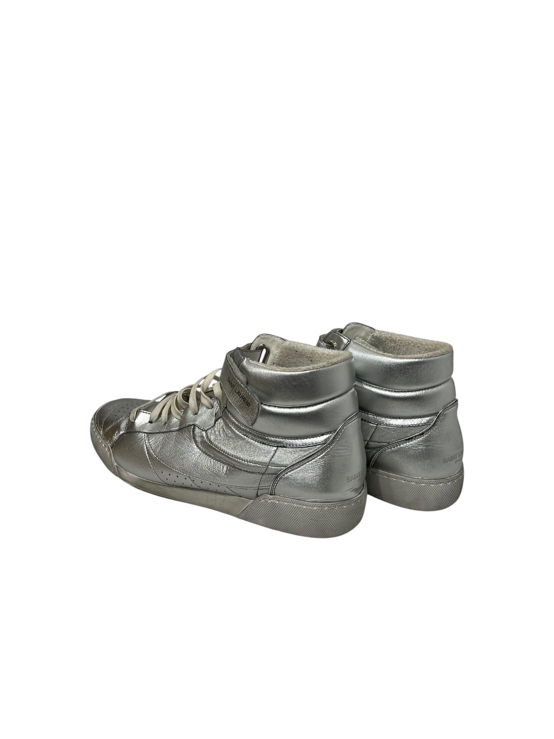 SAINT LAURENT/Hi-Sneakers/EU 45/Leather/SLV/COURT CLASSIC SL/10H MID view 2