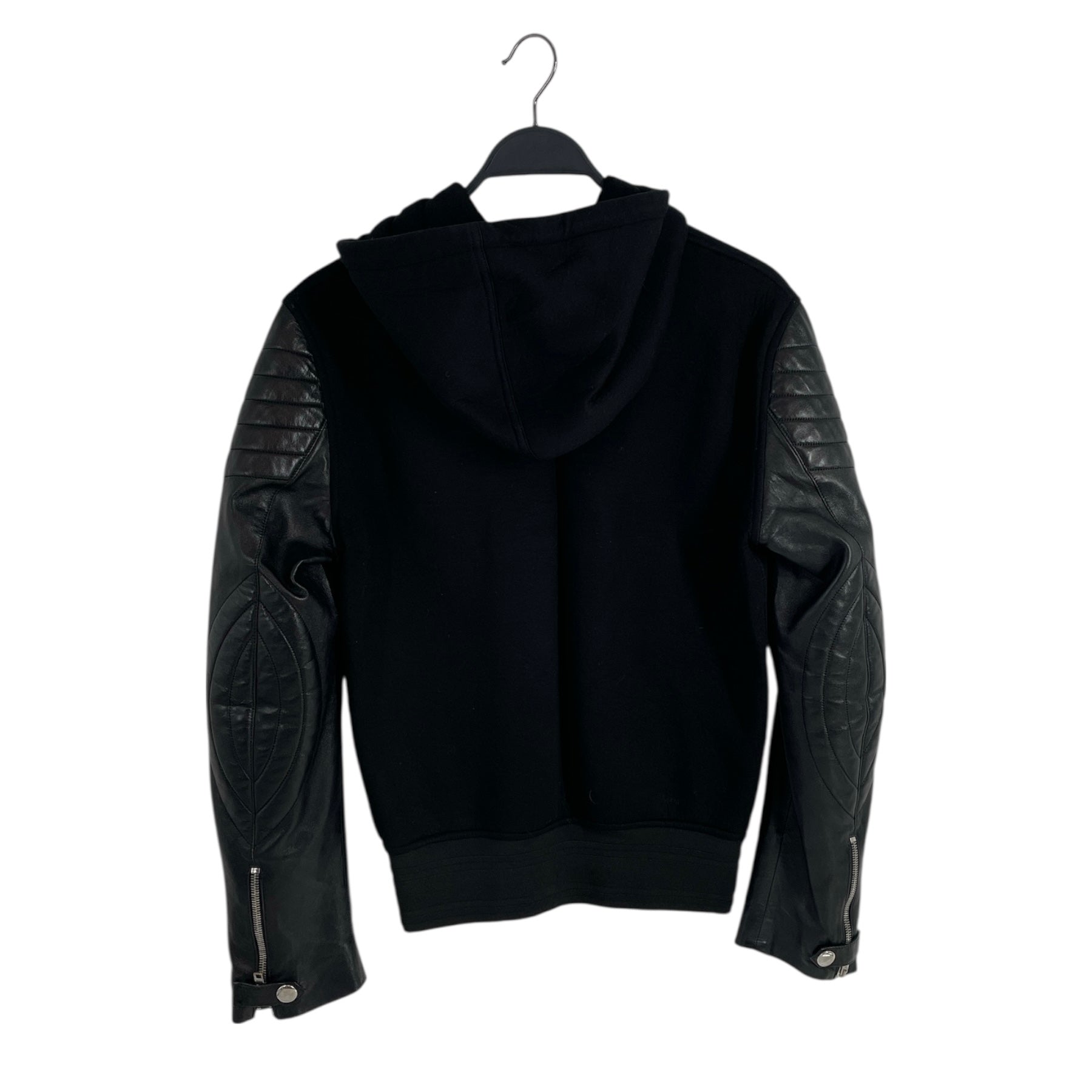 GIVENCHY/Zip Up Hoodie/S/Rayon/BLK/leather sleeve neoprene hoodie view 2