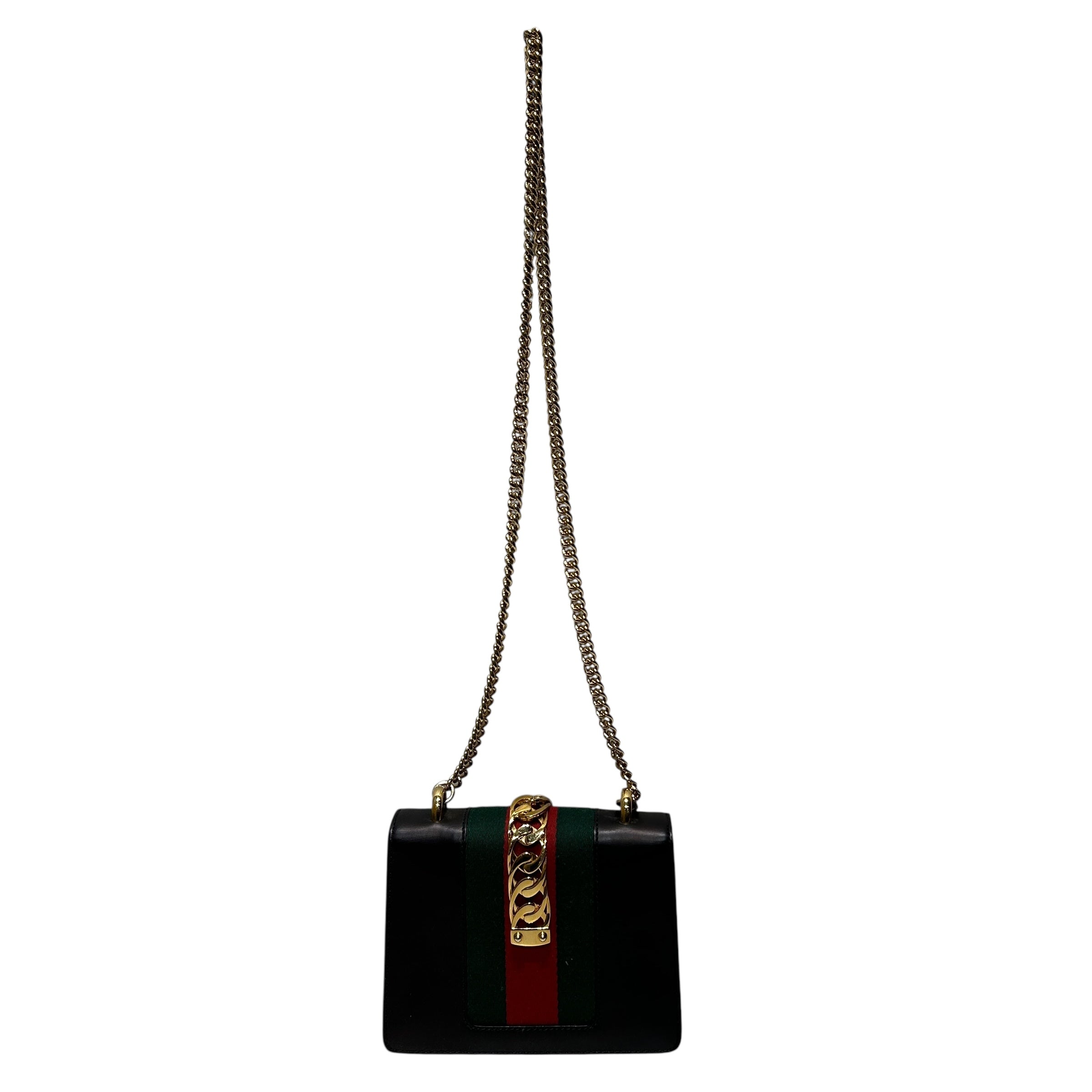 GUCCI/Cross Body Bag/S/Leather/BLK/QJ4DTDR/ GOLD CHAINS HARDWEAR view 2